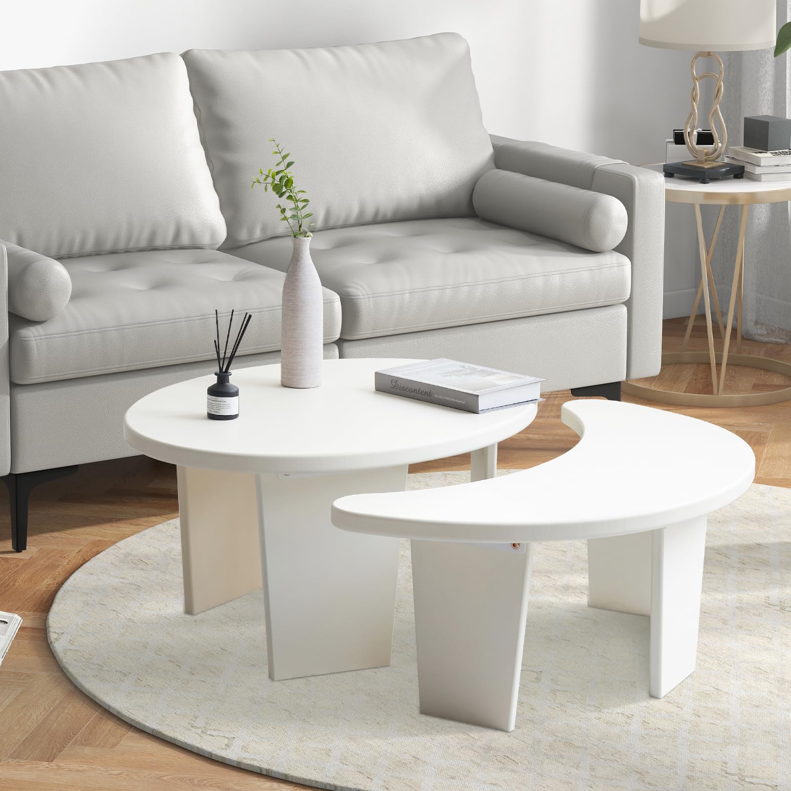 MAXYOYO Modern Coffee Table Set of 2 - Nesting Accent Tables for Living Room | Perfect for Small Spaces, Sofa Side Tables & Home Decor
