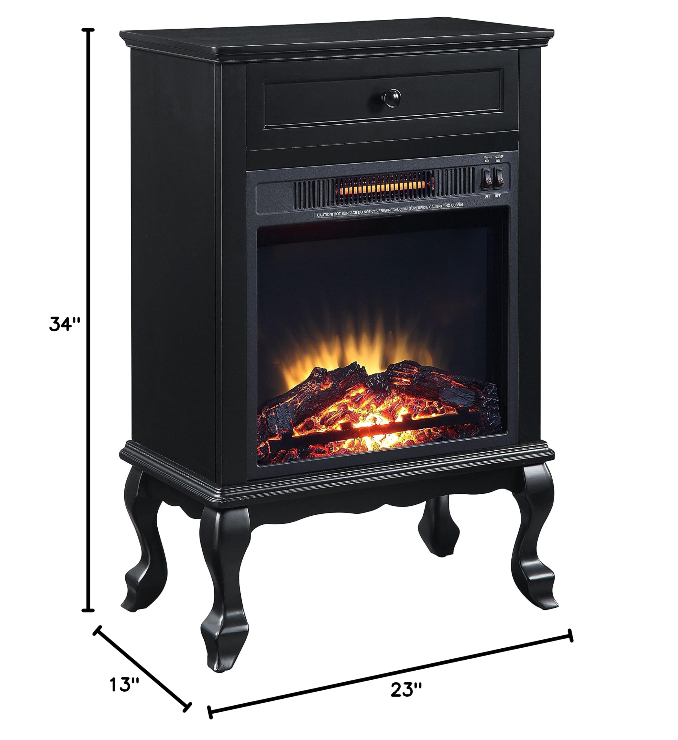Acme Eirene Black Wooden 1-Drawer Fireplace - Perfect for Living Room, Bedroom & Office Decor