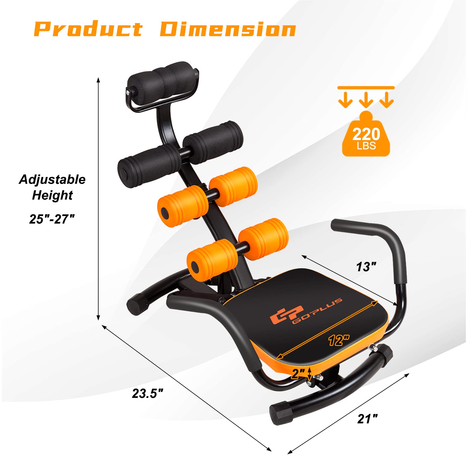 Goplus Adjustable Ab Rocket Twister Trainer - Core & Abdominal Exercise Machine for Home Gym, Workout Equipment with Incline Feature - Perfect for Toning Abs, Strengthening Core & Full-Body Fitness Training