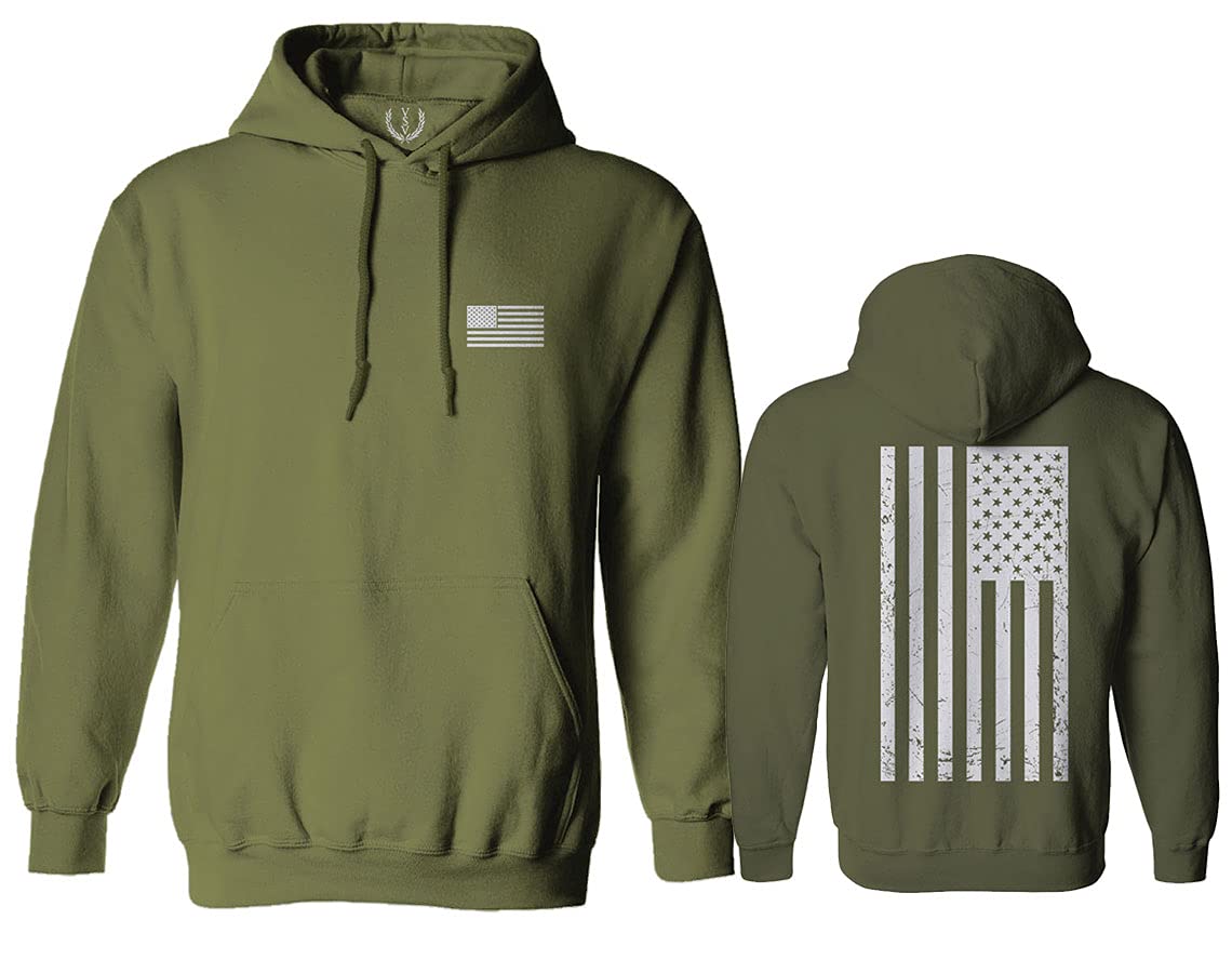 Vintage White American Flag Hoodie - Patriotic USA Marine Sweatshirt for Men & Women | Perfect for 4th of July, Veterans Day & Outdoor Activities