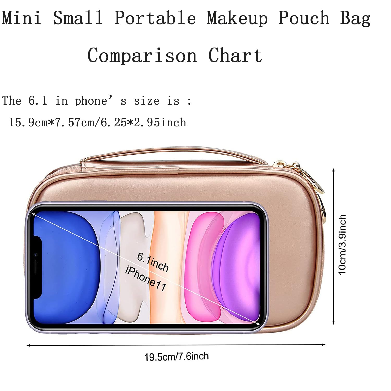 MONSTINA Rose Gold Waterproof Makeup Bag for Women - Small Travel Cosmetic Organizer with Compartments for Brushes & Essentials | Perfect for Purse, Gym & Vacation