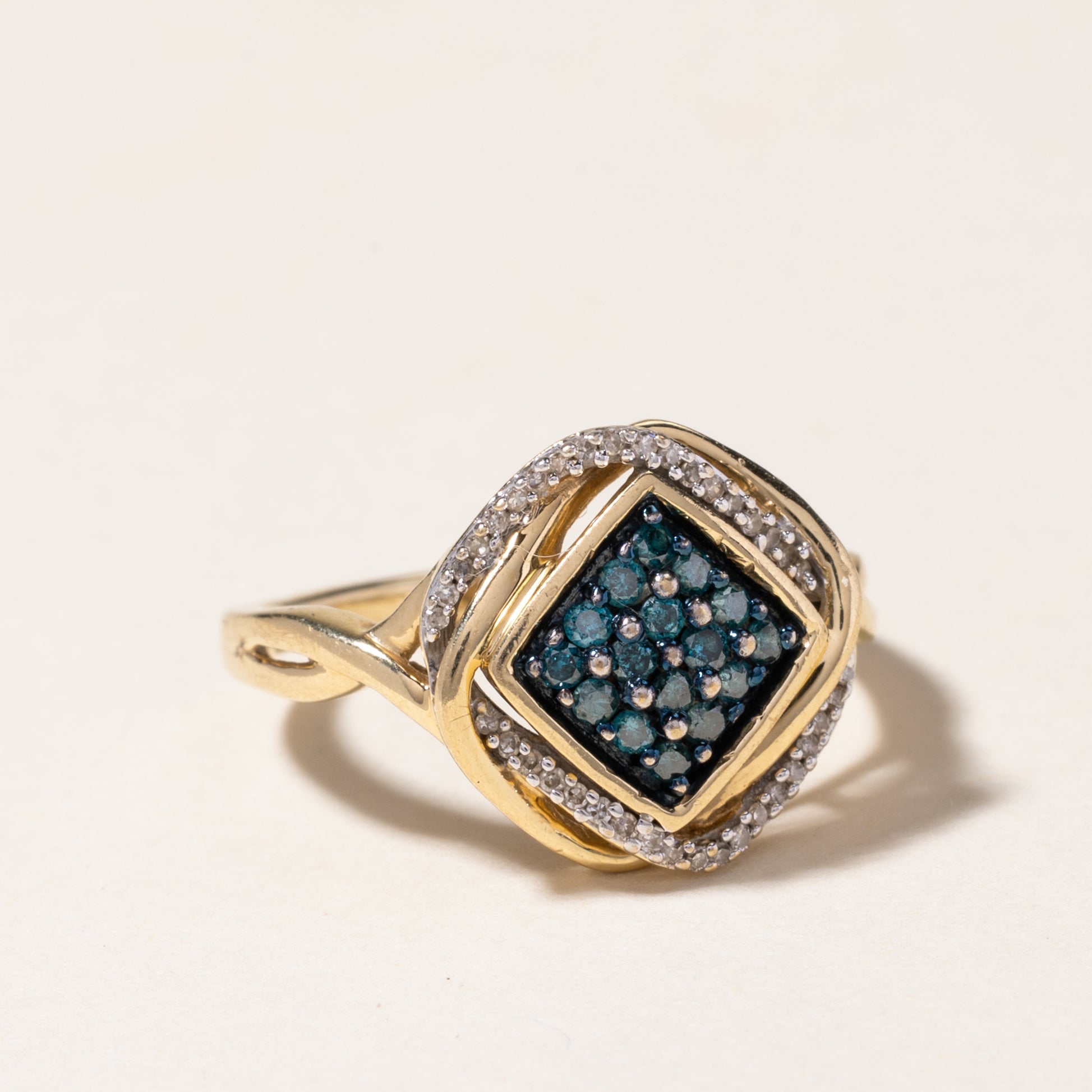 Exquisite Blue Diamond Ring | 0.32ctw & 0.19ctw | Size 6.75 | Elegant Engagement, Anniversary & Special Occasion Jewelry Gift