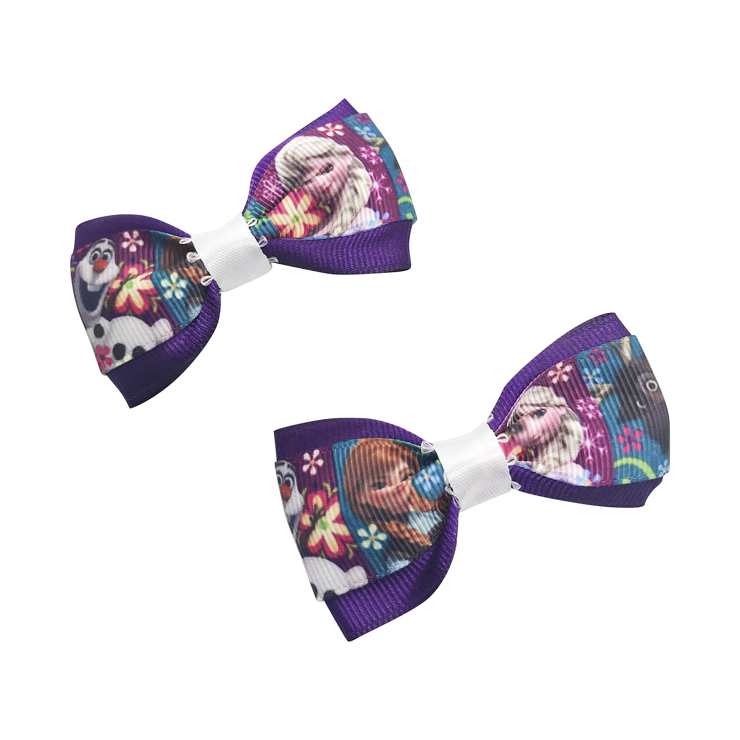 Elsa and Anna Frozen Hair Bows for Girls - 4 Pack Princess Hair Accessories for Toddlers & Kids - Perfect for Birthday Parties, Dress Up & Disney Costumes