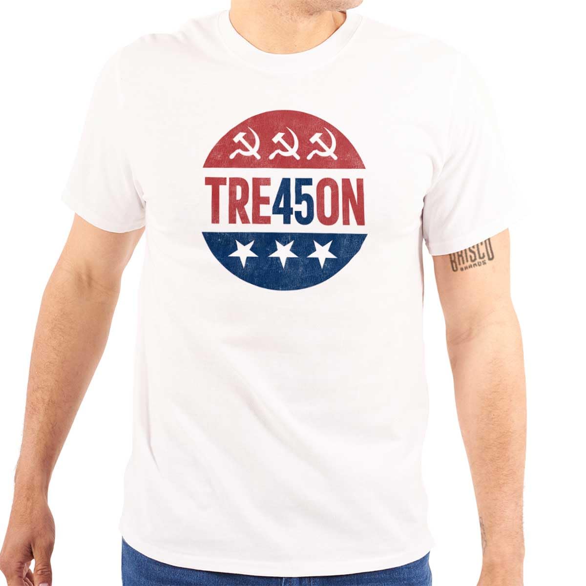 Brisco Brands Tre45on Treason 45th President Trump Graphic T-Shirt for Men & Women - Political Statement Tee for Trump Supporters & Campaign Events