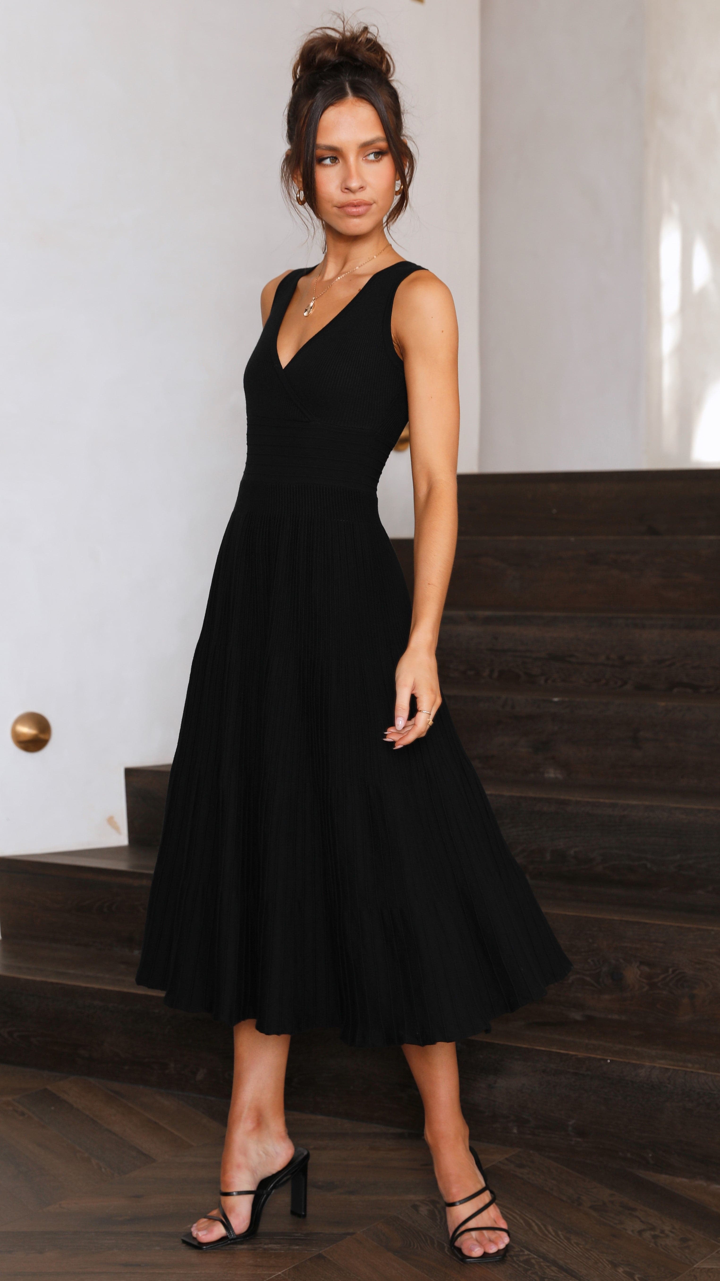 Jayde Knit Dress for Women - Soft & Stretchy Black Knitted Dress | Perfect for Casual Wear, Office, and Date Nights