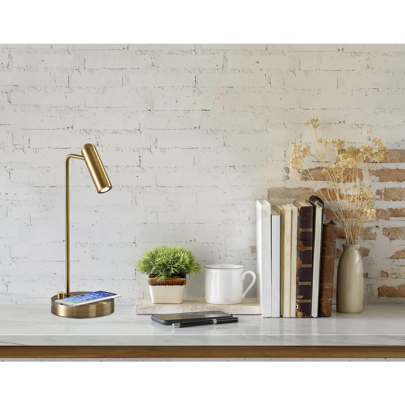 Adesso 3162-21 Kaye LED Desk Lamp with Wireless Charging - 7W Bright LED Light, 5W QI Wireless Charger & USB Port - Perfect for Home Office, Study, Bedroom Nightstand & Workspace Lighting