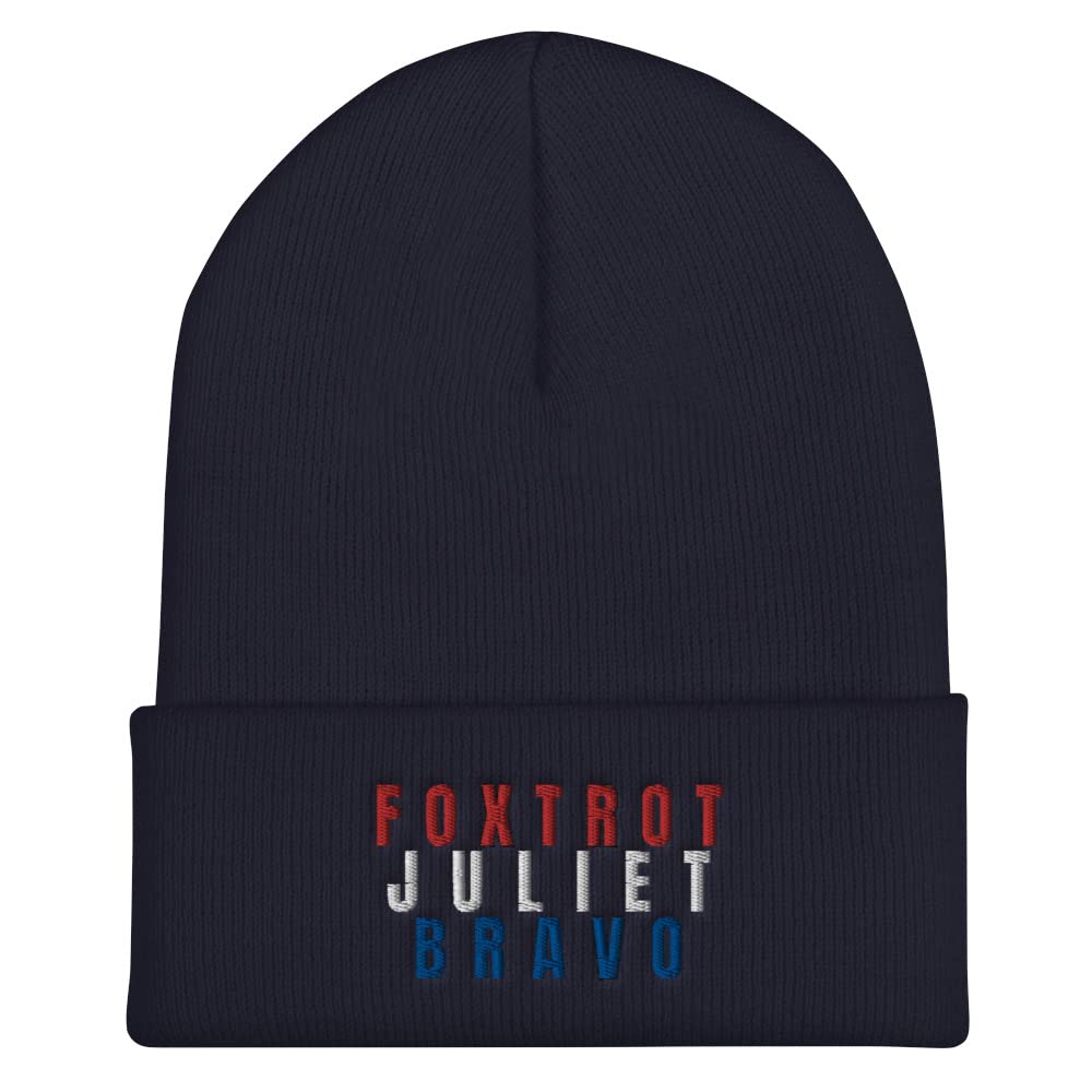 Foxtrot Juliet Bravo Hat | FJB Cuffed Beanie for Men - Warm Winter Knit Cap for Outdoor Activities & Casual Style
