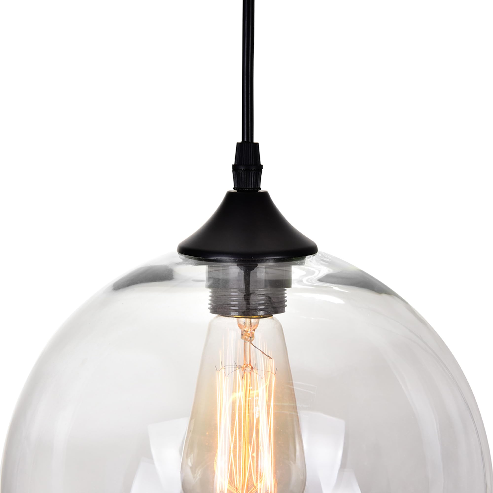 CWI Lighting Glass 1-Light Mini Pendant Light Fixture - Modern Ceiling Hanging Lamp for Kitchen Island, Dining Room & Bedroom Lighting