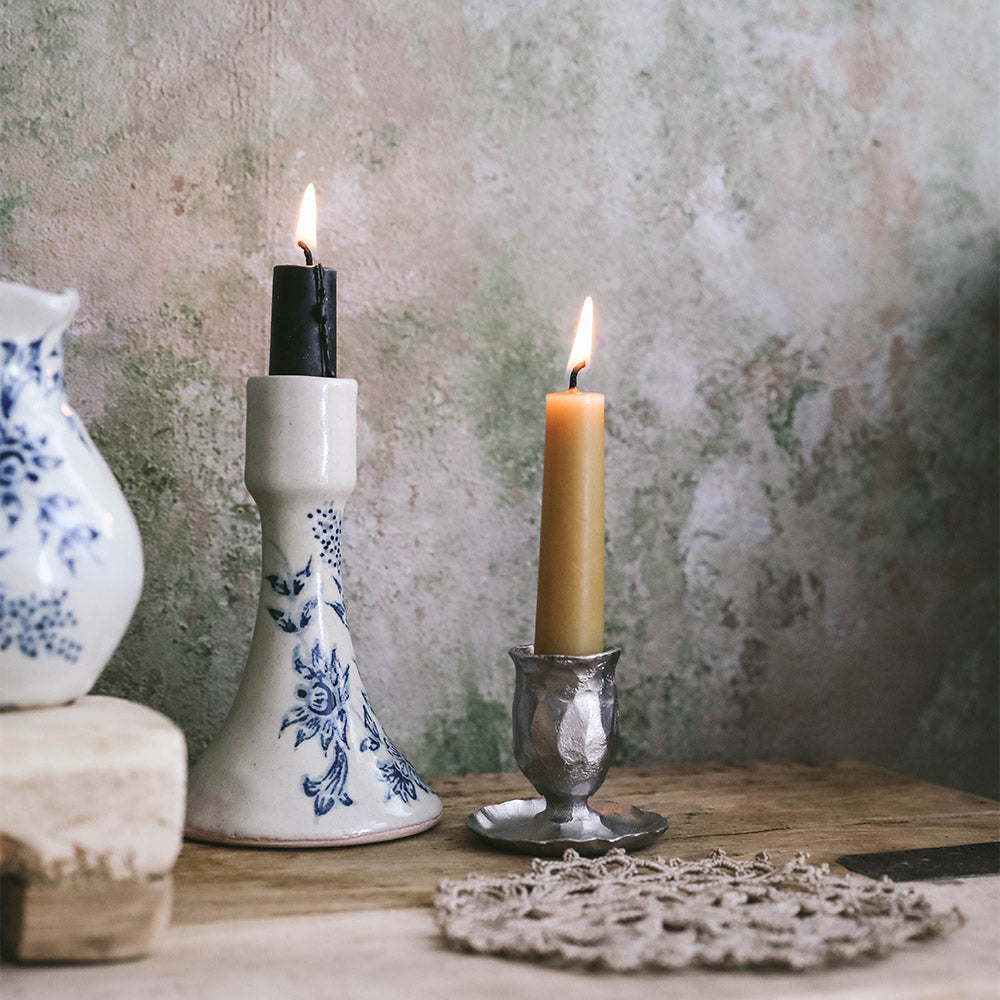 Hand-Painted Artisan Candlestick Holder - Elegant Decorative Candle Holder for Home Decor, Wedding Centerpieces & Romantic Dinner Settings