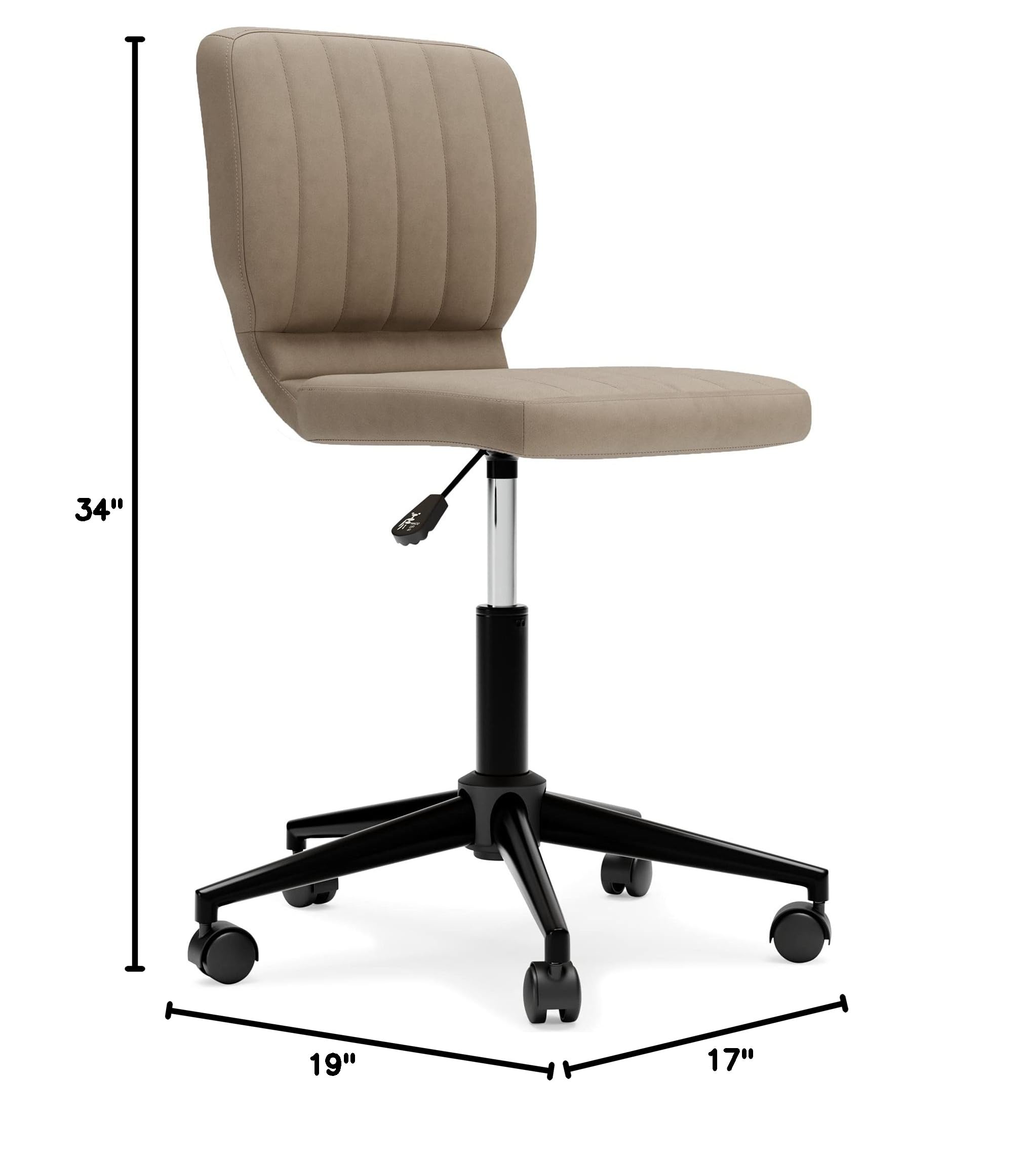 Signature Design by Ashley Beauenali Home Office Upholstered Swivel Desk Chair in Taupe - Ergonomic Comfort for Work & Study - Perfect for Home Office, Gaming & Workspace