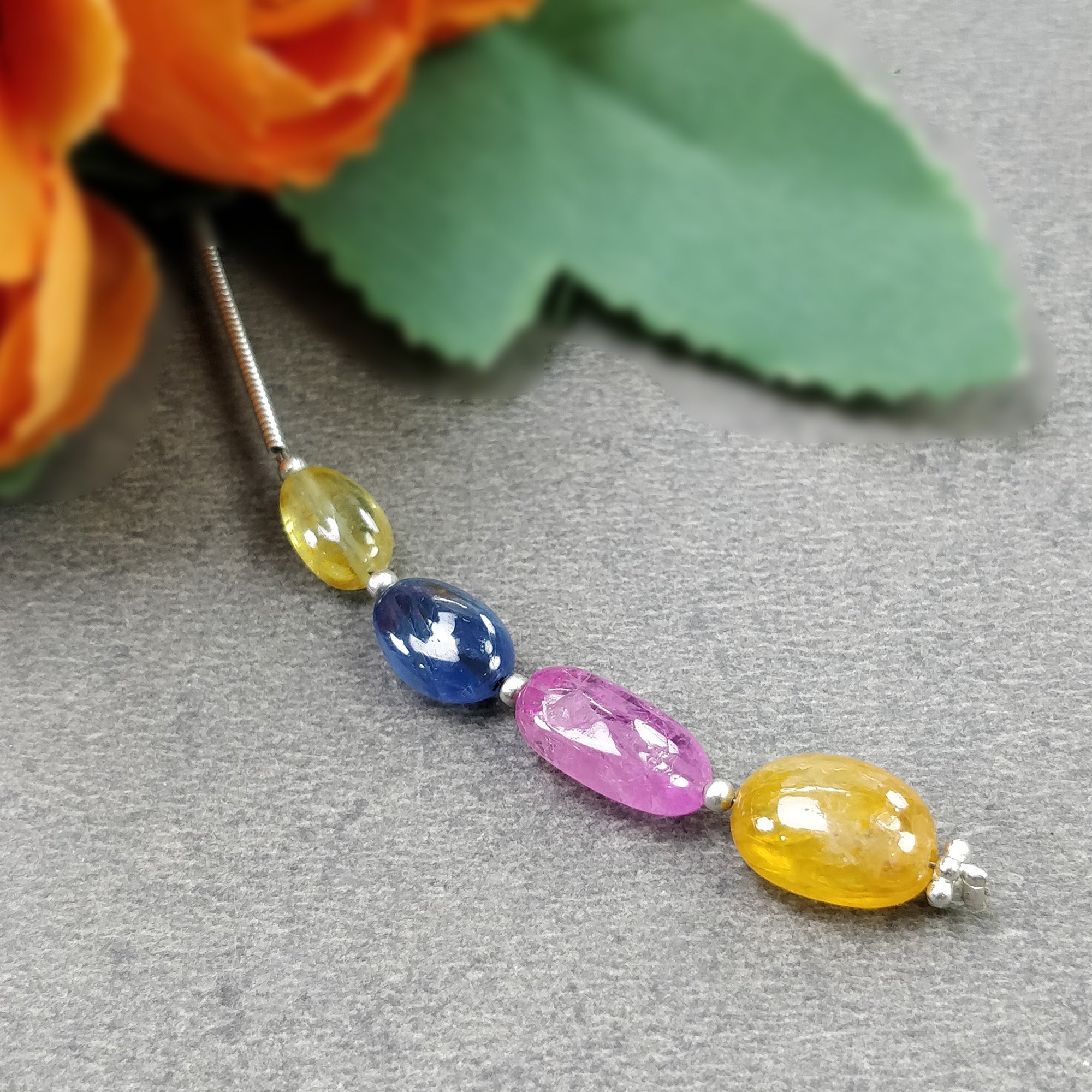 Natural Untreated Burmese Pink Blue & Yellow Sapphire Chrysoberyl Loose Beads - 12.00cts Oval Plain Nuggets (8x5mm to 11x6mm) for Jewelry Making, DIY Crafts & Beading Projects