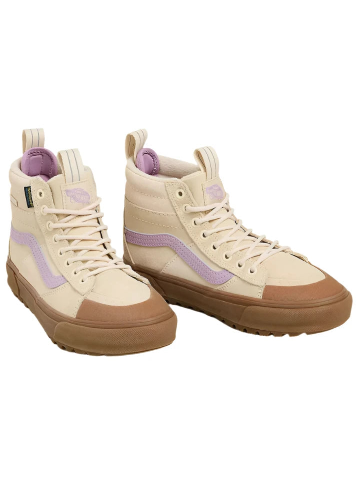 VANS Women's SK8 Hi MTE Shoes - White & Purple High-Top Sneakers for Skateboarding, Hiking & Winter Wear