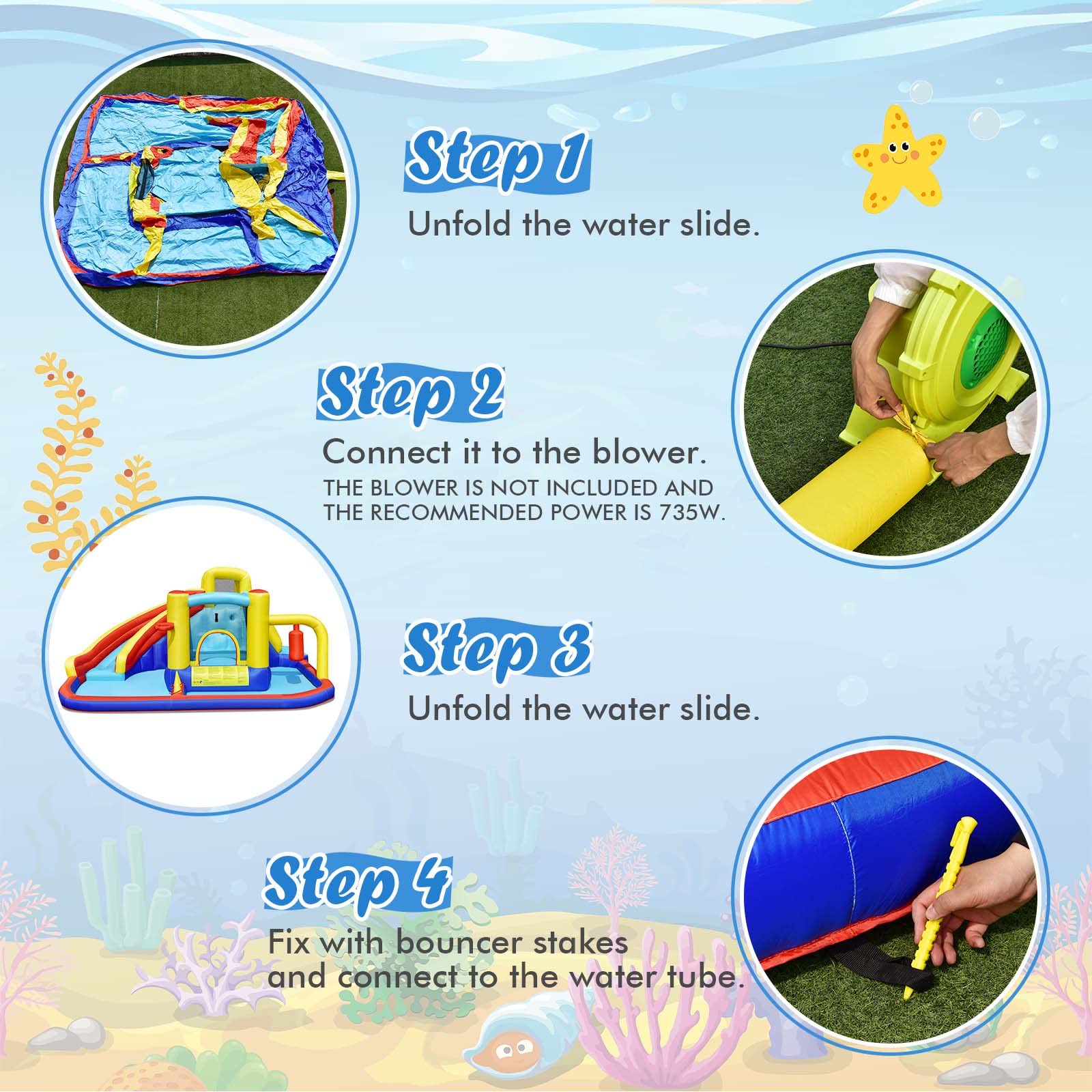 BOUNTECH Inflatable Water Slide - Mega Water Park Bounce House Combo with Splash Pool & Climbing Wall | Outdoor Backyard Fun for Kids & Adults | Perfect for Summer Parties, Birthday Gifts & Family Gatherings