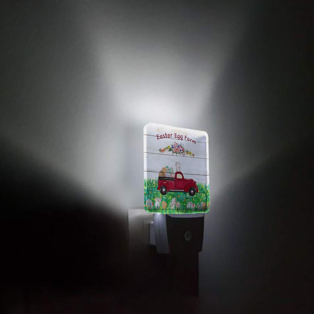 LED Night Light with Auto Sensor - Easter Egg Farm Rabbit Decor for Bedroom & Hallway