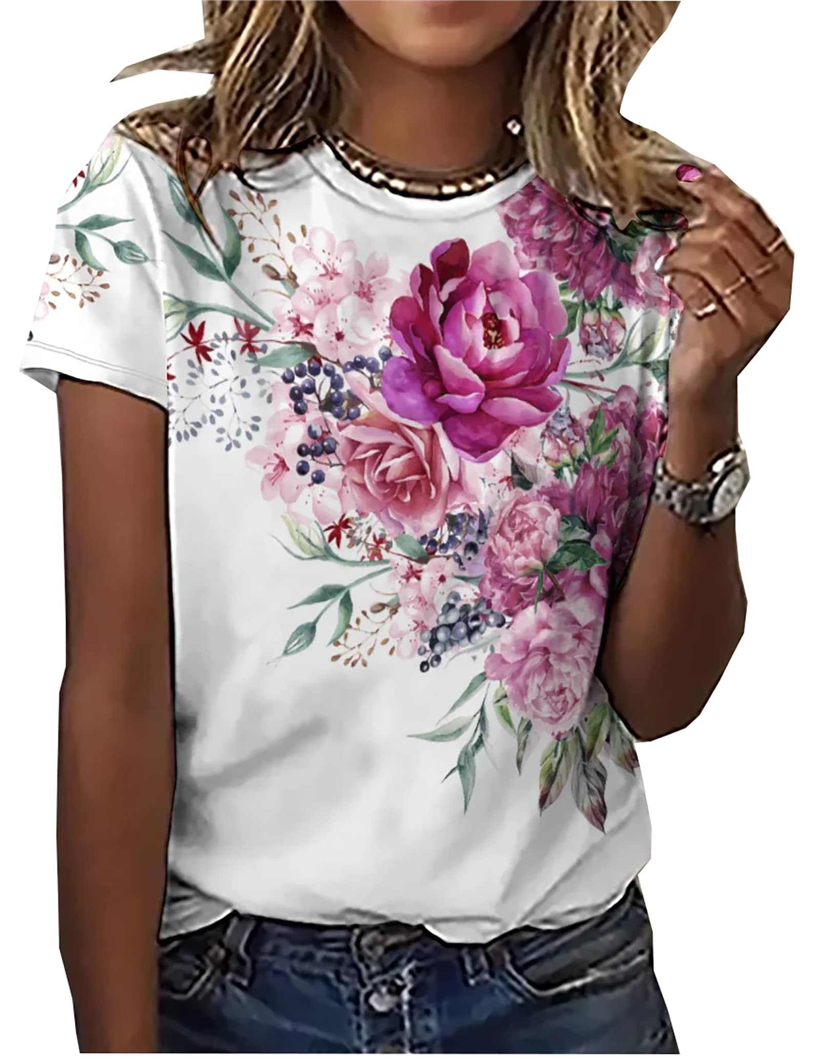 Women's Wildflower Graphic T-Shirt - Floral Plants Short Sleeve Casual Tee for Plant Lovers | Perfect for Gardening, Outdoor Activities & Everyday Wear