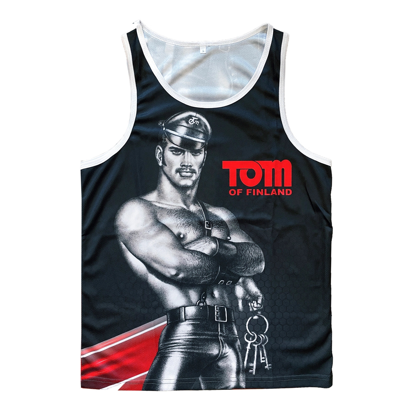 Tom of Finland Leather Stud Mesh Tank Top for Men - Black Punk Rock Biker Vest for Nightclubs & Concerts
