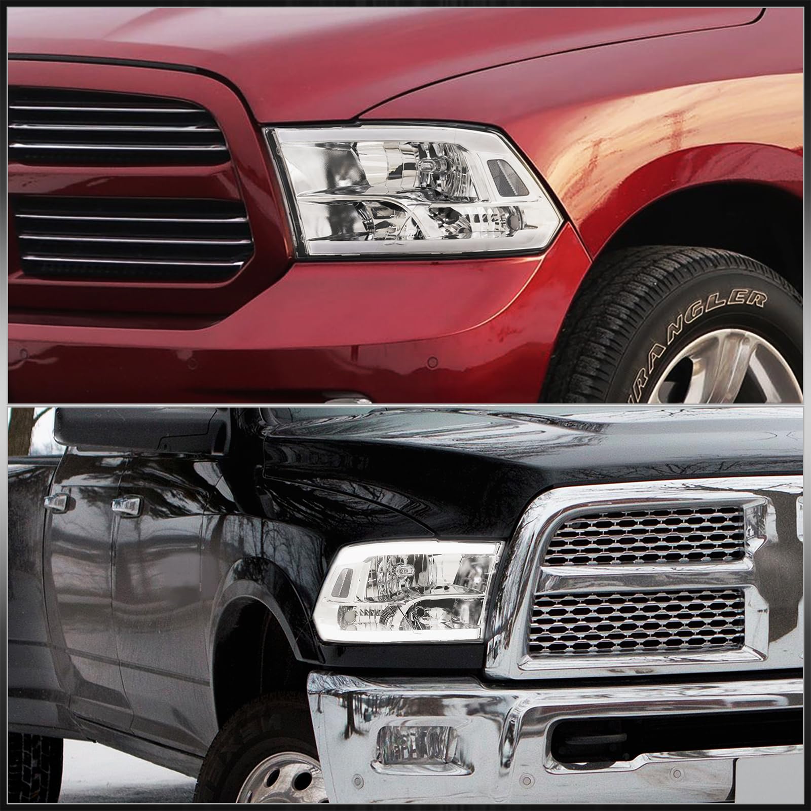 Ram 1500-5500 LED DRL Headlights & Turn Signals - Chrome Housing, Clear Lens for 2009-2018 Models - Off-Road & Street Use