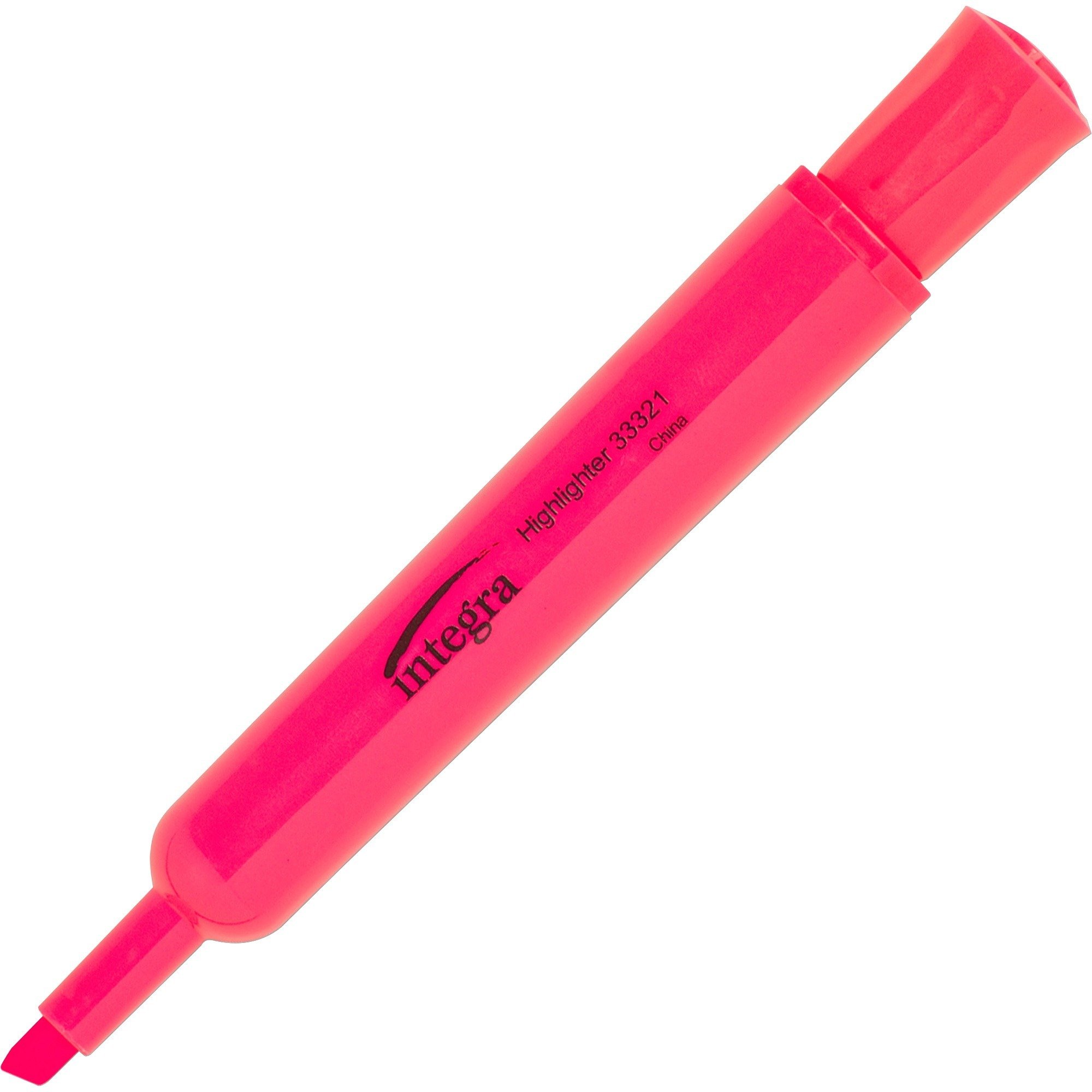 Integra 33321 Chisel Tip Desk Highlighter, Fluorescent Pink, 12-Pack – Perfect for Office, School & Study Notes