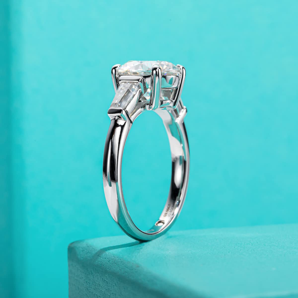 AnuClub 3 Stone Moissanite Engagement Ring - D Color VVS1 Round Cut 925 Sterling Silver Wedding Band for Women | Perfect for Proposals, Anniversaries & Special Occasions