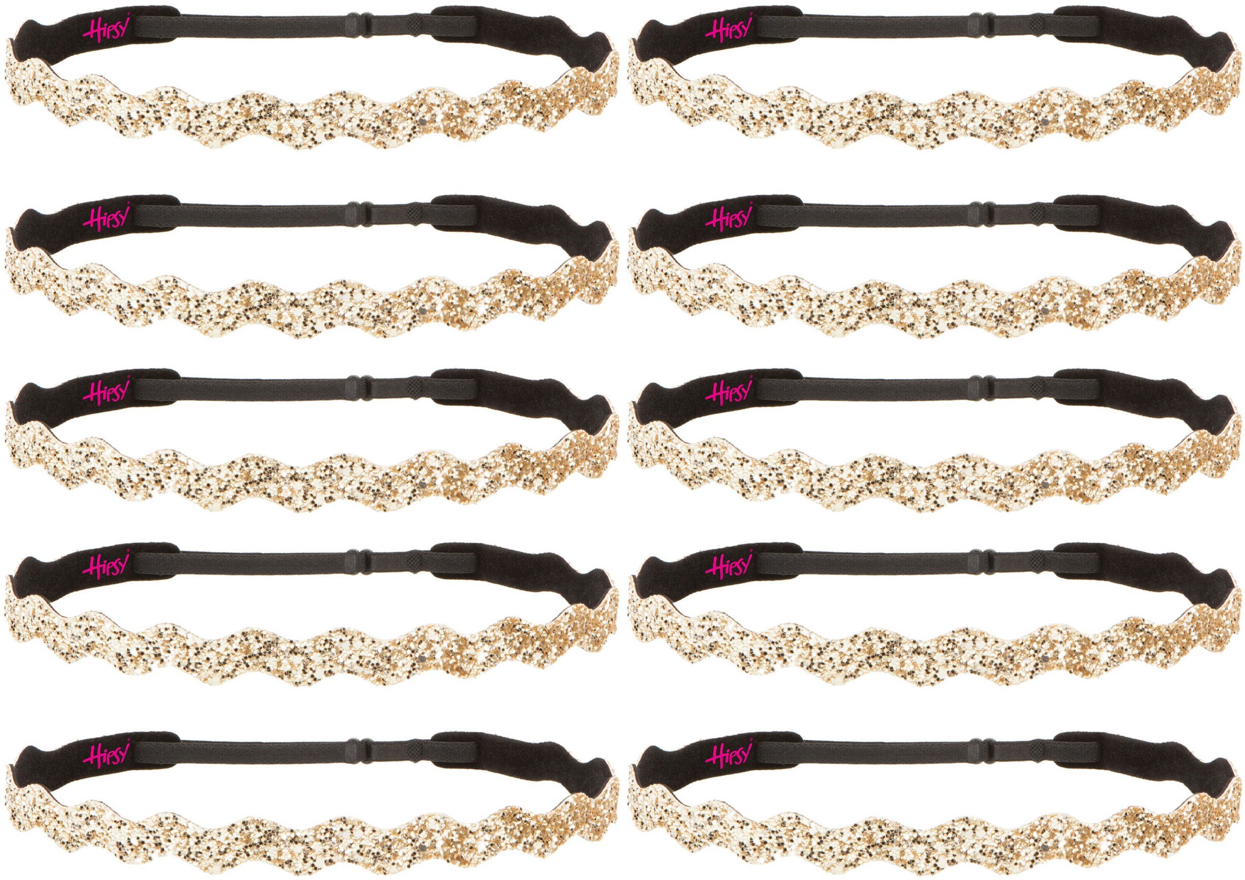 Hipsy Adjustable No-Slip Glitter Sports Headband for Women - Gold Bling Team Colors, Multi-Pack (3-Pack) - Perfect for Running, Yoga, Gym & Workouts
