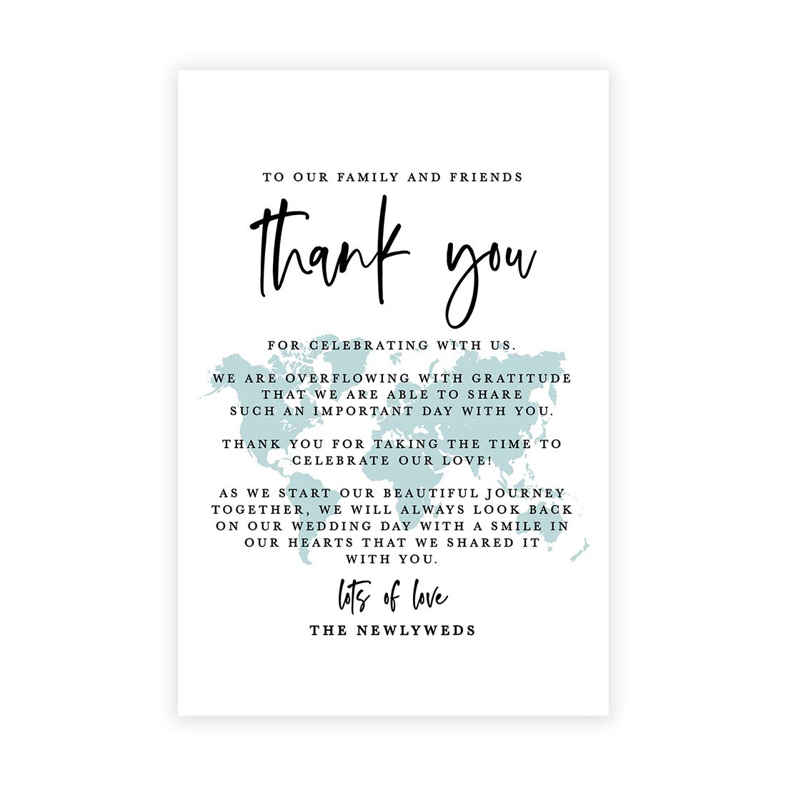Andaz Press Watercolor Destination Wedding Thank You Place Cards - 56-Pack, 4 x 6-Inch - Elegant Table Seating Cards for Wedding Reception, Dinner Plates & Guest Favors - Perfect for Beach, Garden & Rustic Weddings