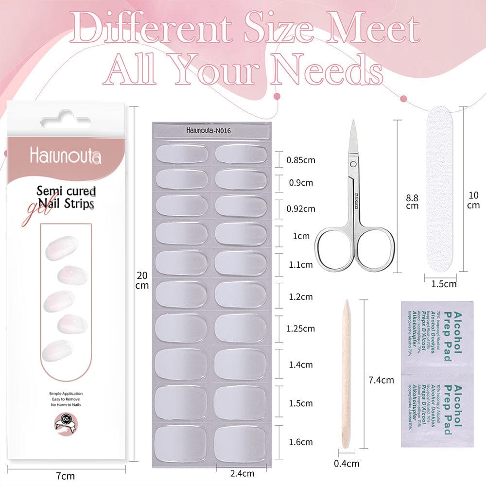 20 Tips Pink Semi Cured Gel Nail Strips N016 - DIY Salon Quality Nails at Home, Perfect for Parties, Weddings & Special Occasions
