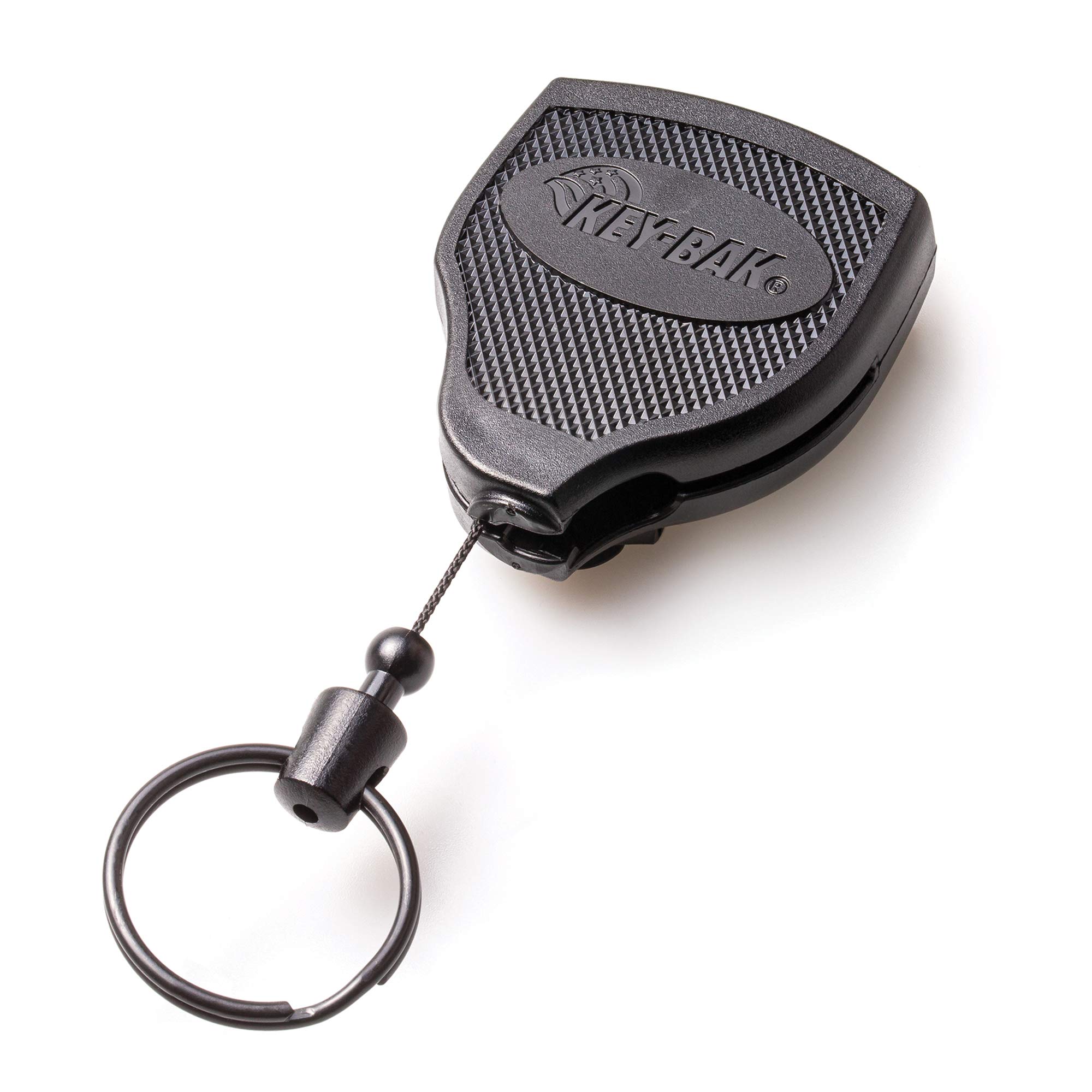 Key-Bak Super48 HD 8oz Retractable Key Holder with 48-Inch Cord - Black Polycarbonate Case, Steel Belt Clip & Oversized Split Ring - Secure Key Organizer for Home, Office, Construction & Outdoor Activities