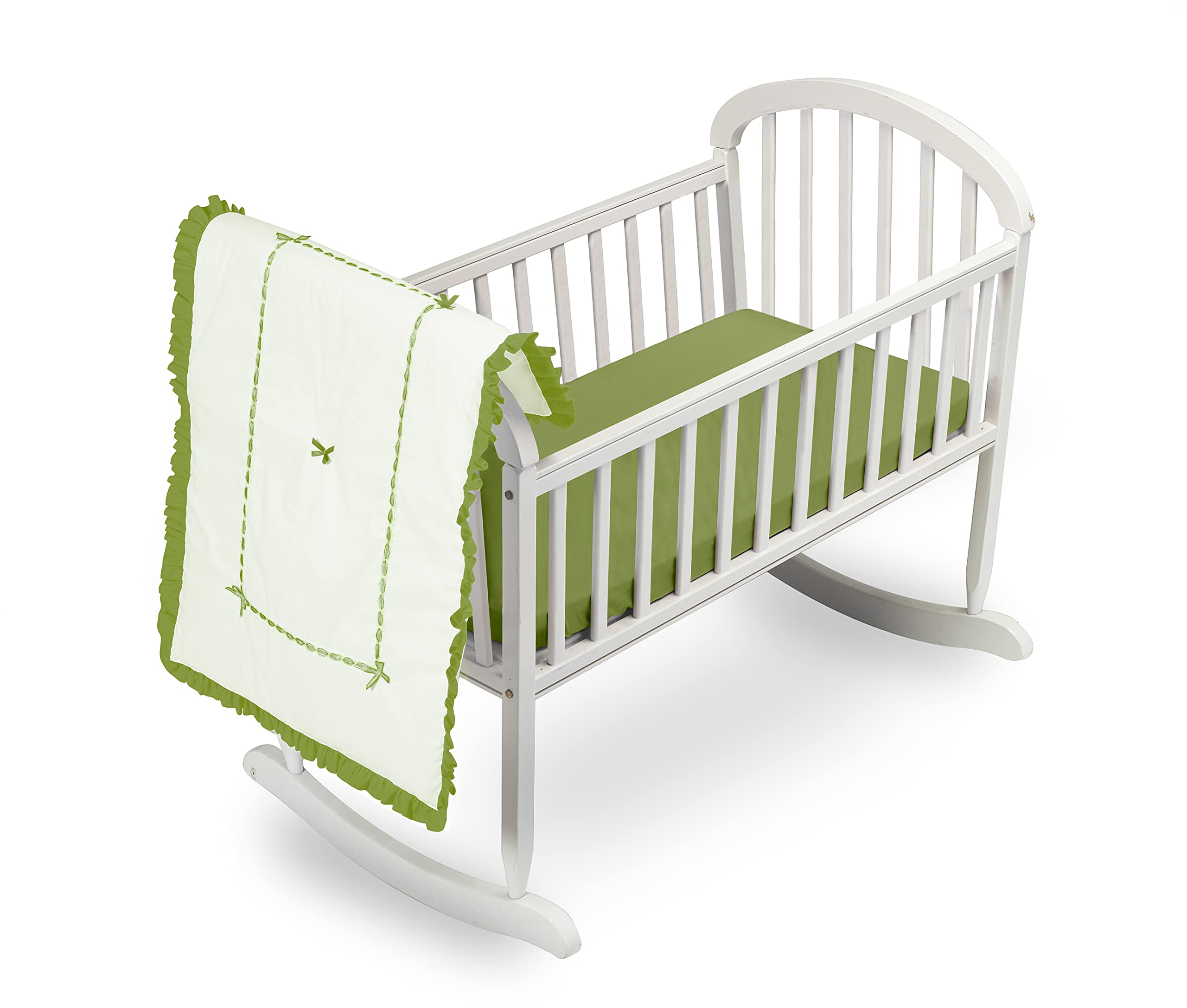 Baby Doll Cradle Bedding Set - Green Apple Design, Soft & Cozy Mini Bedding for Dolls | Perfect for Pretend Play, Nursery Decor, and Kids' Room Accessories (1230crnew-green Apple)