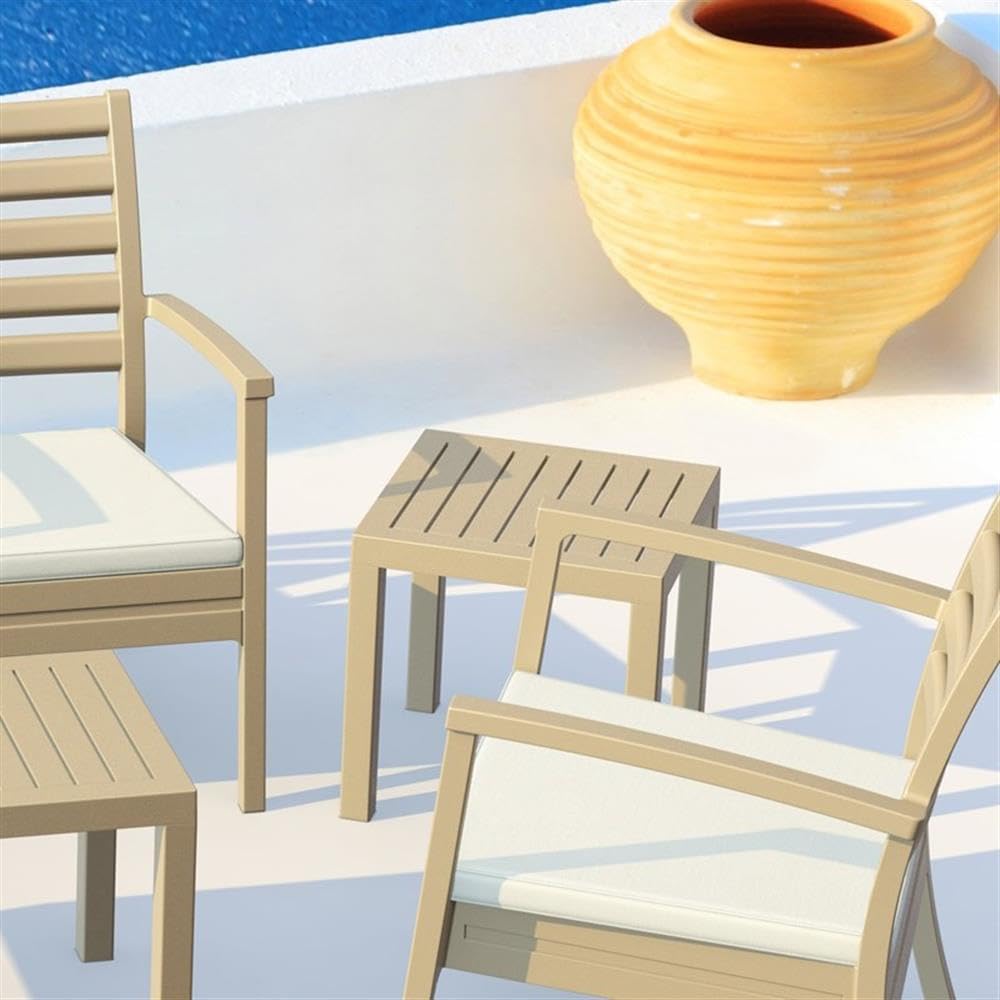 Home Square 2-Piece Square Resin Outdoor Side Table Set in Dove Gray - Perfect for Patio, Deck, Poolside & Garden Decor