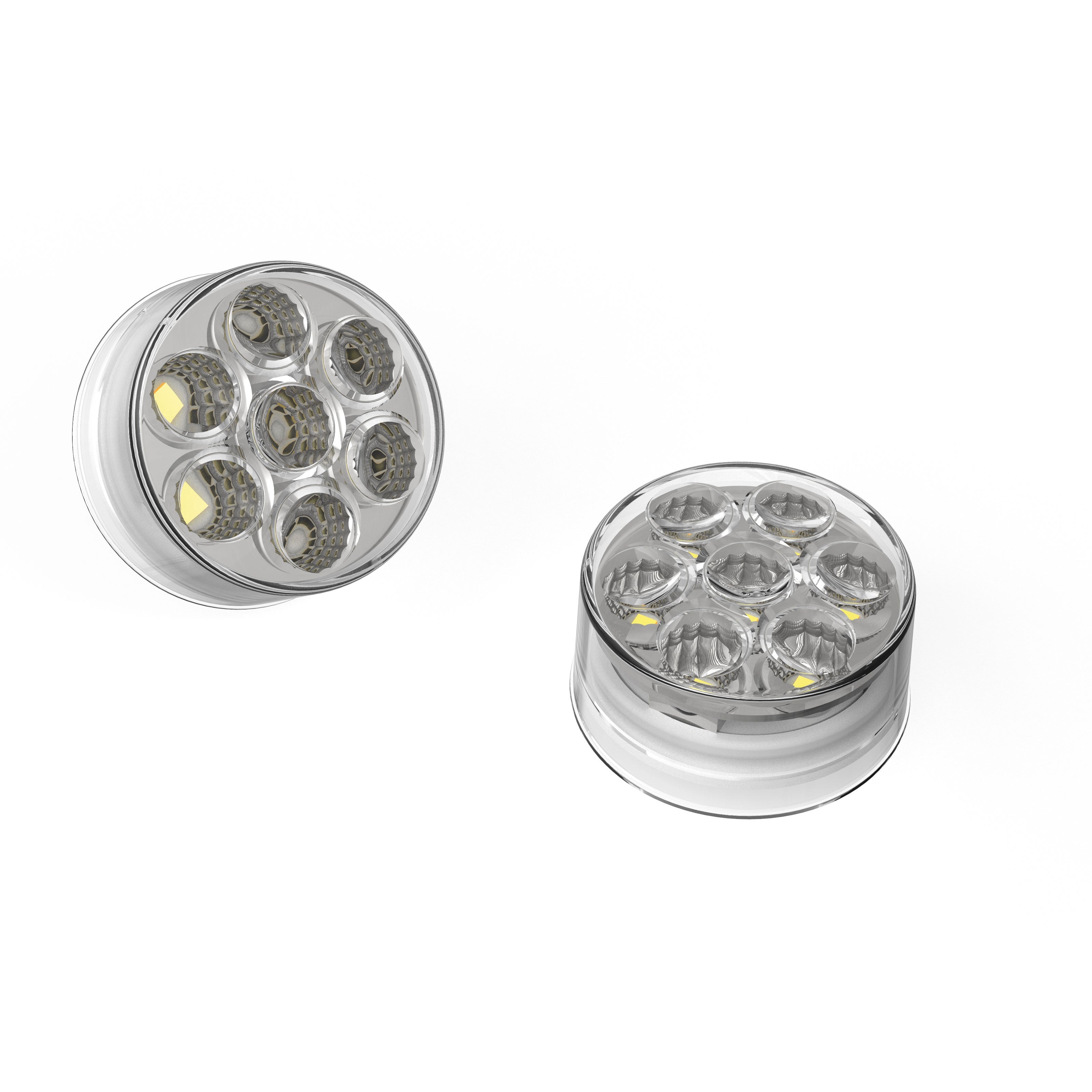 Fortpro 2 Inch Round Dual Function Multivoltage LED Lights - Red & Amber LED with Clear Lens (Model F238701) for Trucks, Trailers, and Emergency Vehicles