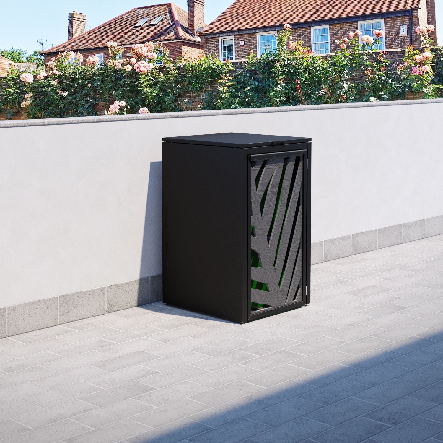 Black 1 Bin Storage Organizer with Palm Leaf Door Screen - Perfect for Pantry, Bathroom, and Closet Organization
