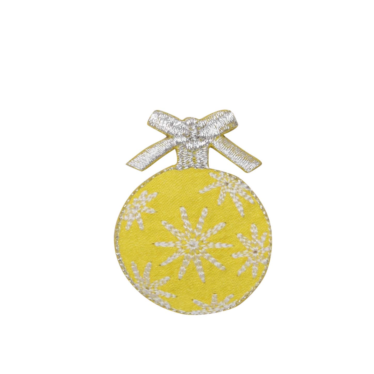 Royal Blue Christmas Ornament Iron-On Patch with Yellow Embroidery - DIY Holiday Decor for Garments, Bags & Stockings
