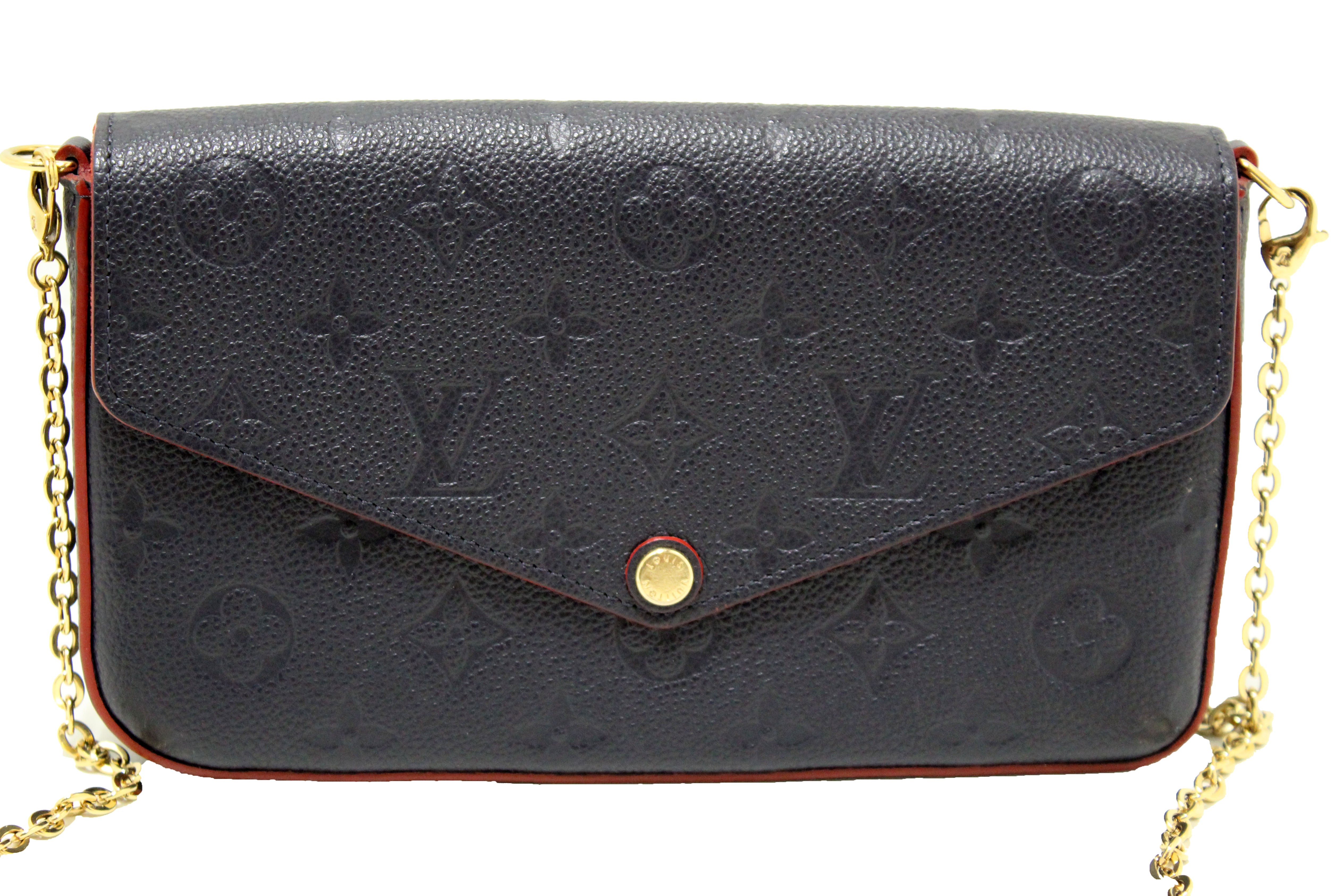 Authentic Louis Vuitton Navy Blue Monogram Empreinte Felicie Pochette Crossbody Bag - Luxury Designer Handbag for Women, Perfect for Date Night & Evening Events