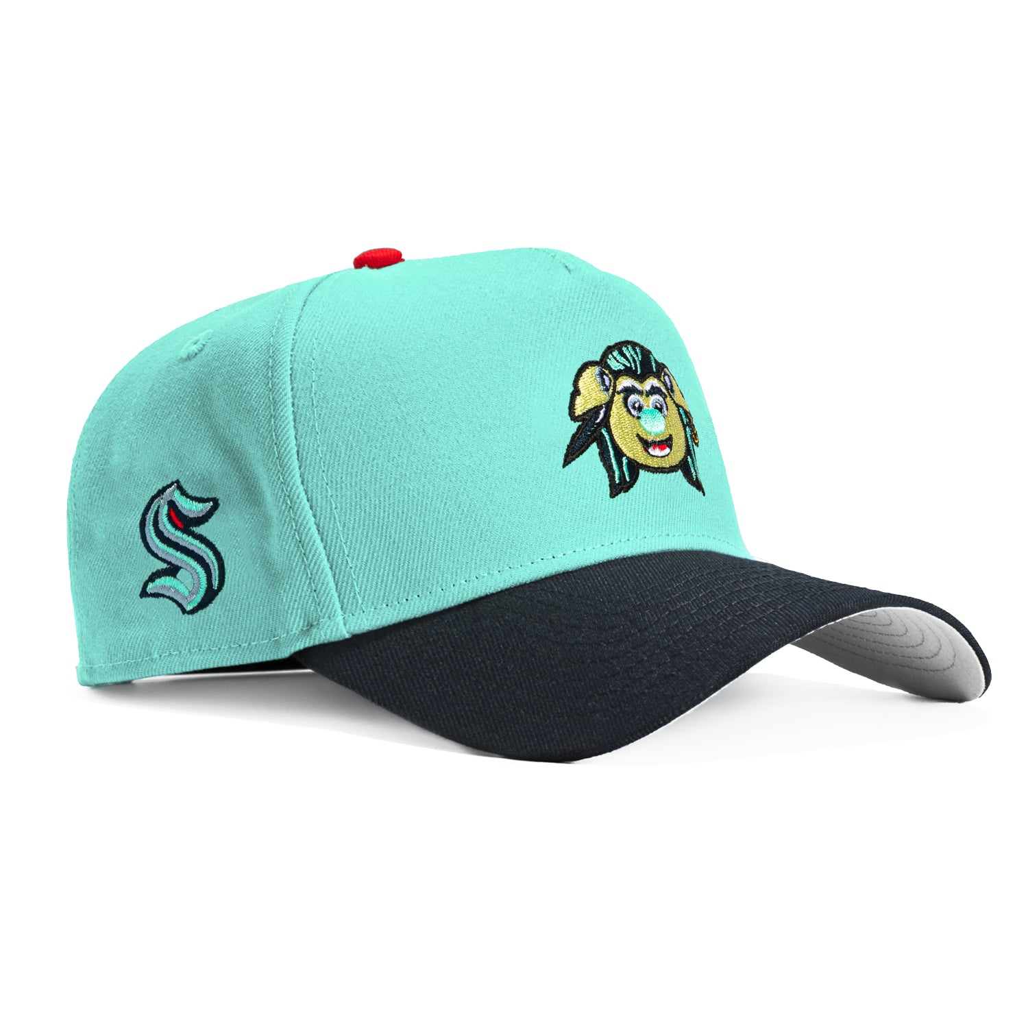 New Era 9Forty A-Frame Seattle Kraken Logo Snapback Hat - Adjustable Buoy Patch Cap in Mint & Navy | Perfect for Hockey Games, Streetwear & Sports Fans