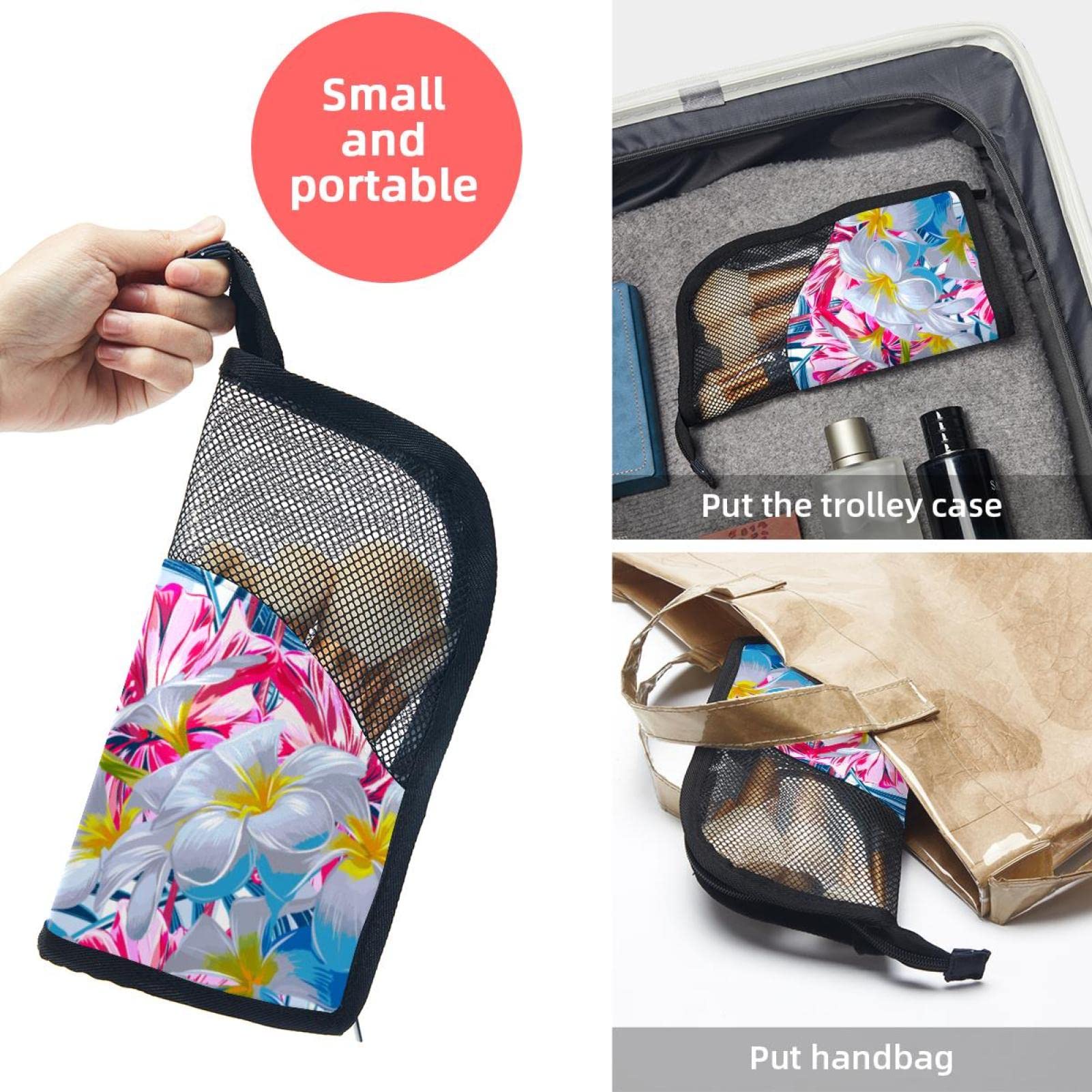 Floral Tropical Pink Flamingos Makeup Brush Organizer Bag with 12 Brushes - Portable Waterproof Cosmetic Brush Holder Case for Travel & Home Vanity Organization