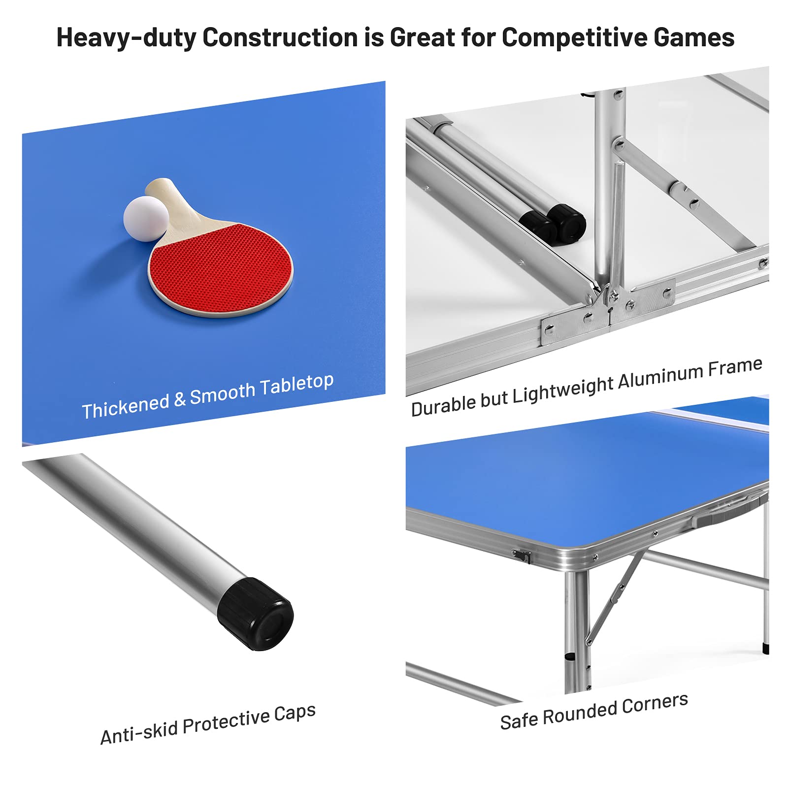GYMAX Folding Ping Pong Table Set - Indoor Table Tennis Table with Net, 2 Paddles & 3 Balls | Free Standing for Home, Office, Game Room & Backyard Fun