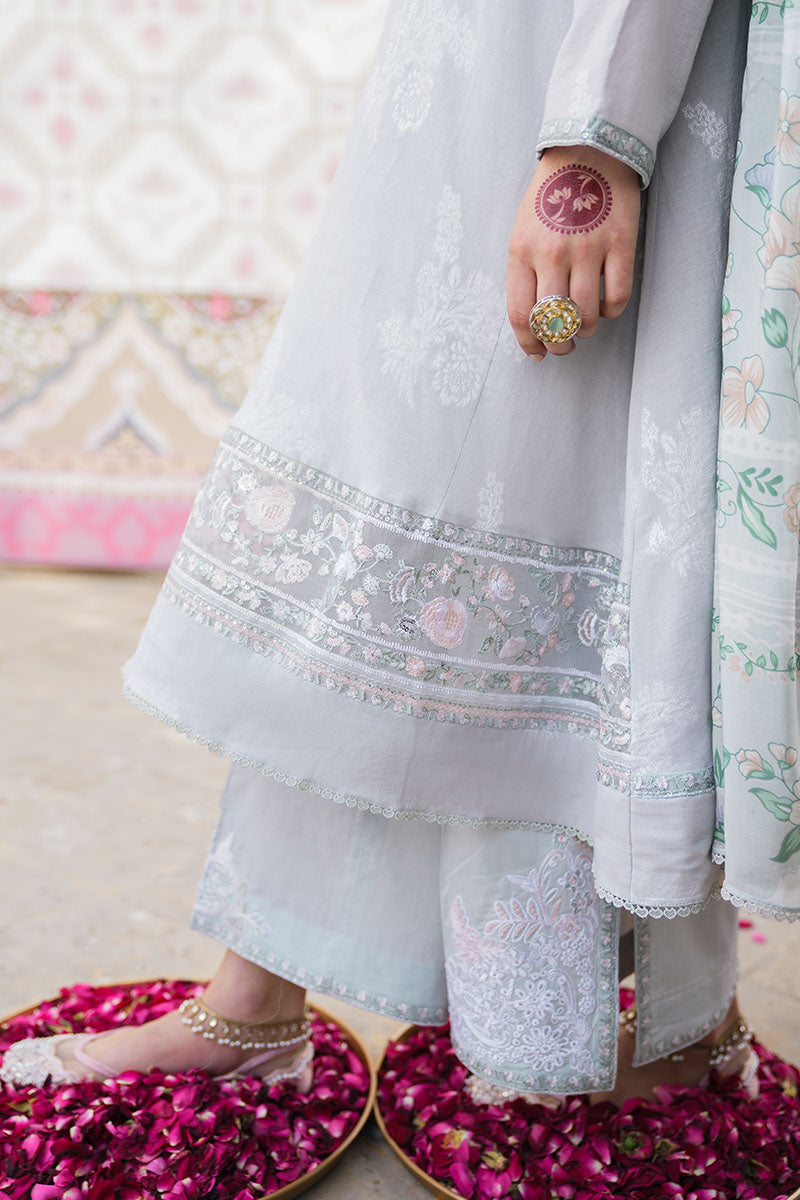 LUNAR BLOOM 3-Piece Jacquard Suit Set for Women - Elegant Dyed Floral Print Outfit for Parties, Weddings & Special Occasions