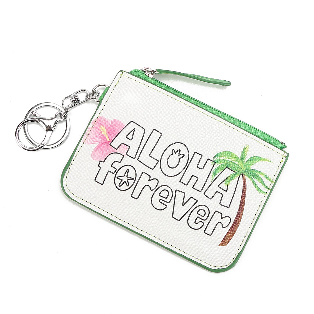 Aloha Forever White Leather Card Holder - Slim RFID Blocking Wallet for Men & Women - Perfect for Travel, Business & Everyday Use