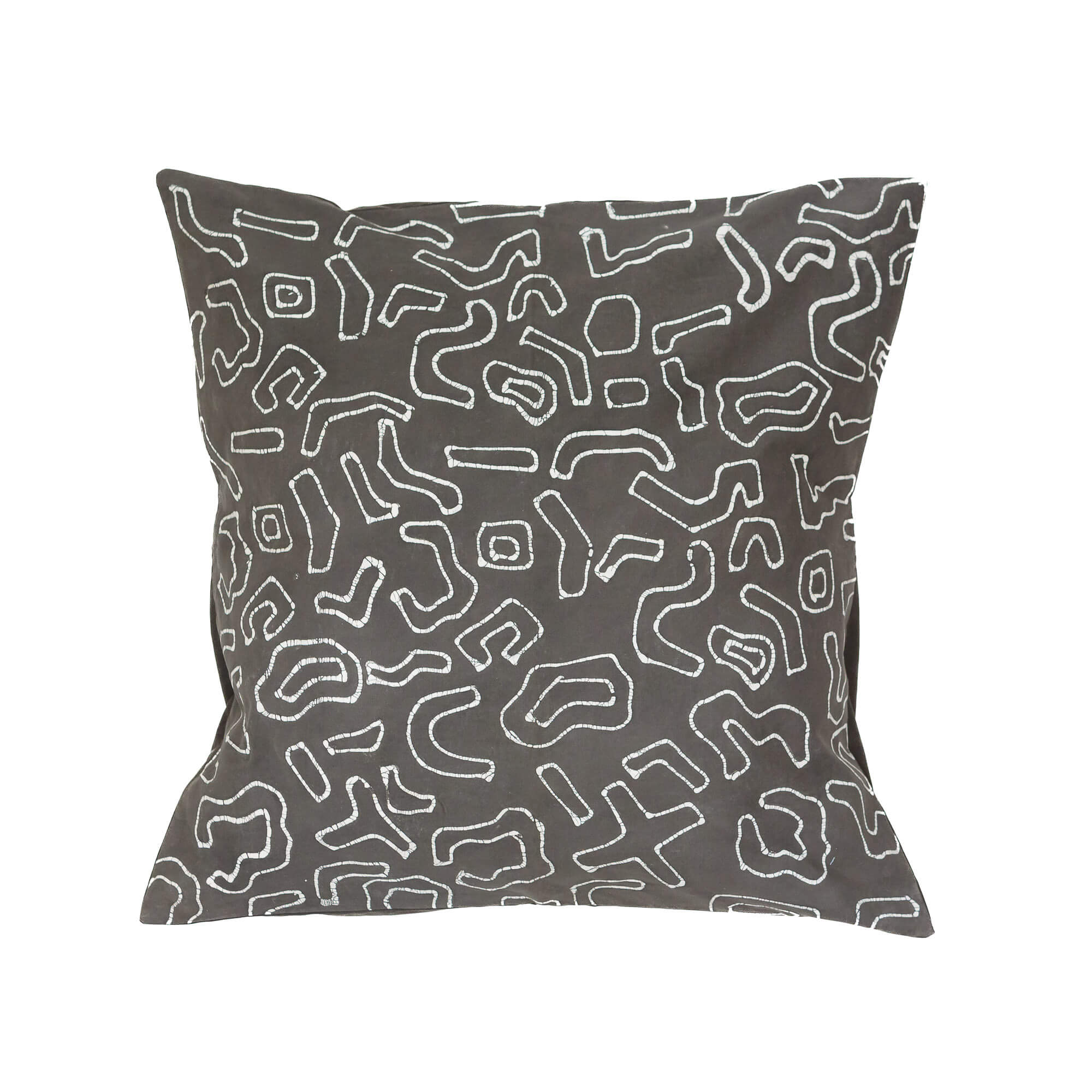 Kuba Original Charcoal Outline Cushion Cover - Bohemian Home Decor Pillow Case for Living Room, Bedroom, and Outdoor Furniture