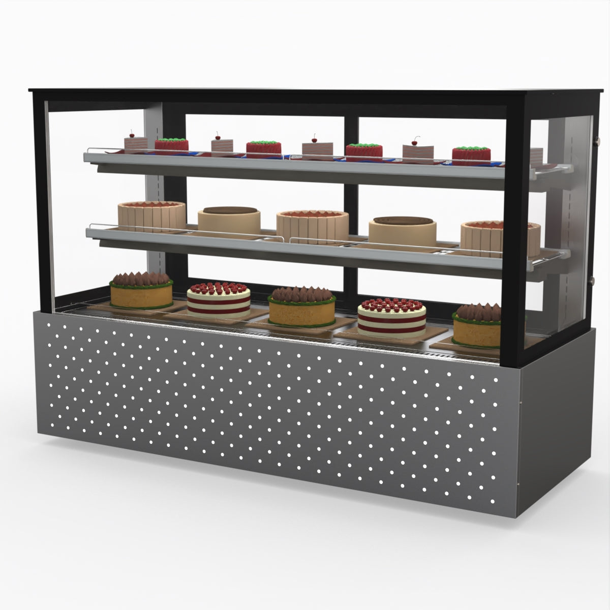 Bonvue SG180FA Commercial Refrigerated Display Case - Dual Glass Door Merchandiser for Deli, Bakery & Grocery - Perfect for Supermarkets, Convenience Stores & Cafes