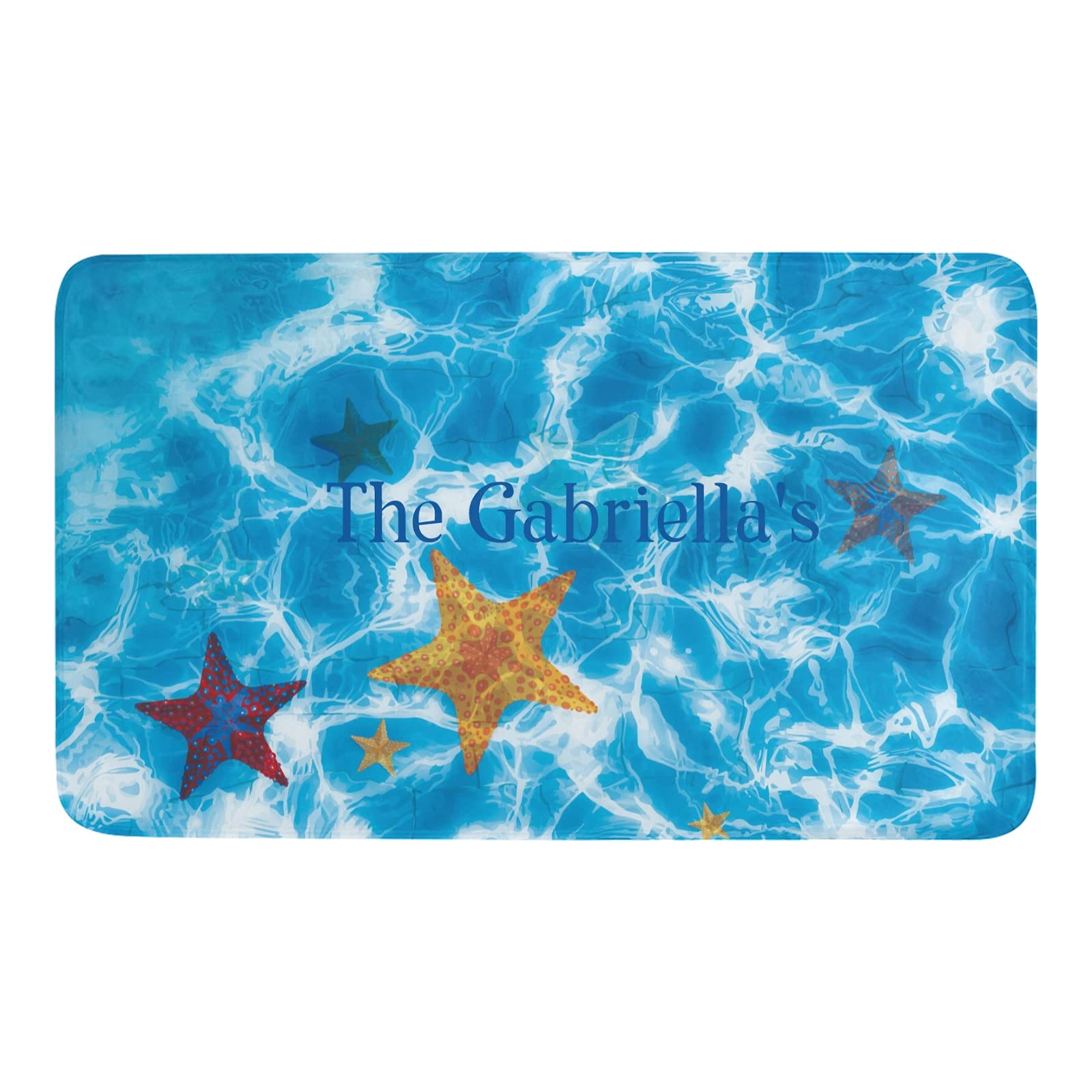 Custom Personalized Family Name Doormat - 30x18 Inch Non-Slip Outdoor/Indoor Welcome Mat for Pool, Beach & Ocean Theme - Perfect for Entryway, Bathroom, Kitchen & Patio Decor