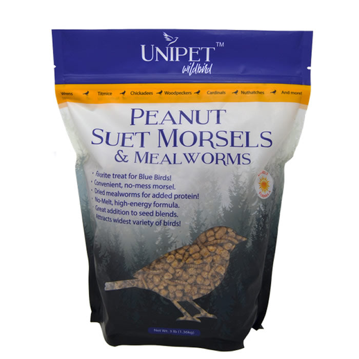 Unipet Wild Bird Peanut Morsels & Mealworms - High Protein Bird Food for Wild Birds, Squirrels & Backyard Wildlife - Perfect for Bird Feeders & Outdoor Feeding Stations