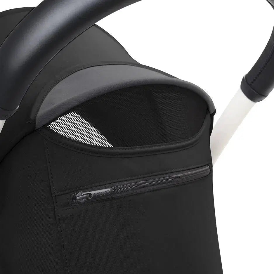 Stokke YOYO 3 Lightweight Baby Stroller - White Frame with Black Fabric | Compact Foldable Travel Stroller for Infants 6+ Months | Perfect for Air Travel, City Walks & Shopping
