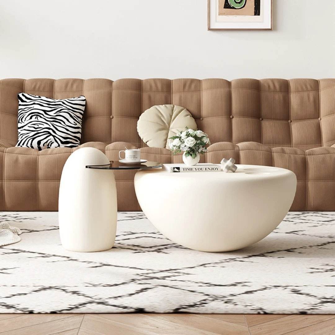 Modern Nala Nesting Coffee Table Set - 2-Tier Oval Side Table for Living Room, Bedroom, or Office - Space-Saving Furniture with Stylish Design for Small Spaces