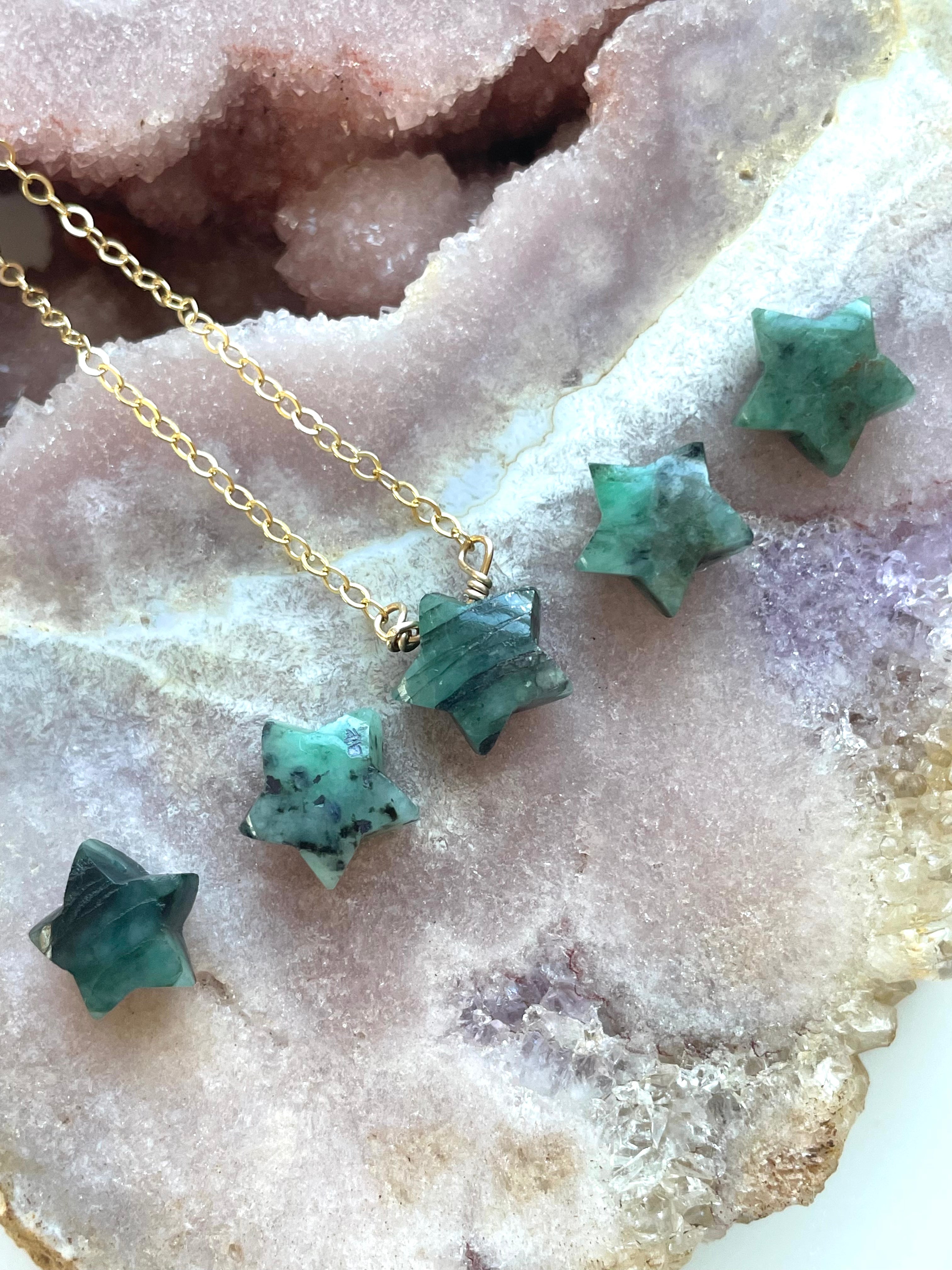 Emerald Star Pendant Necklace - 14K Gold Plated Elegant Jewelry for Women - Perfect Gift for Birthday, Anniversary & Valentine's Day - Ideal for Parties, Weddings & Special Occasions