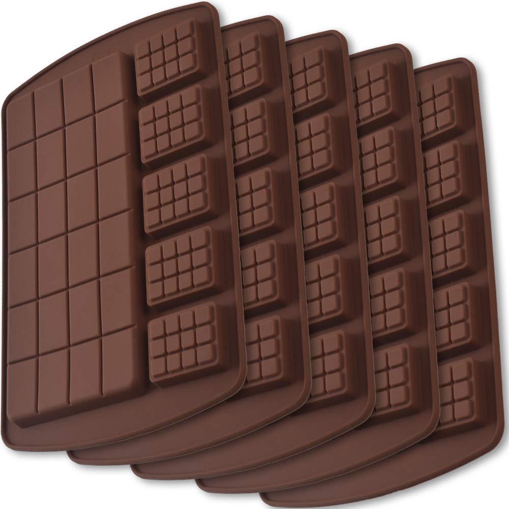 5-Pack Break Apart Silicone Chocolate Bar Molds for Homemade Protein & Energy Bars - Perfect for Baking, Candy Making, and DIY Healthy Snacks at Home