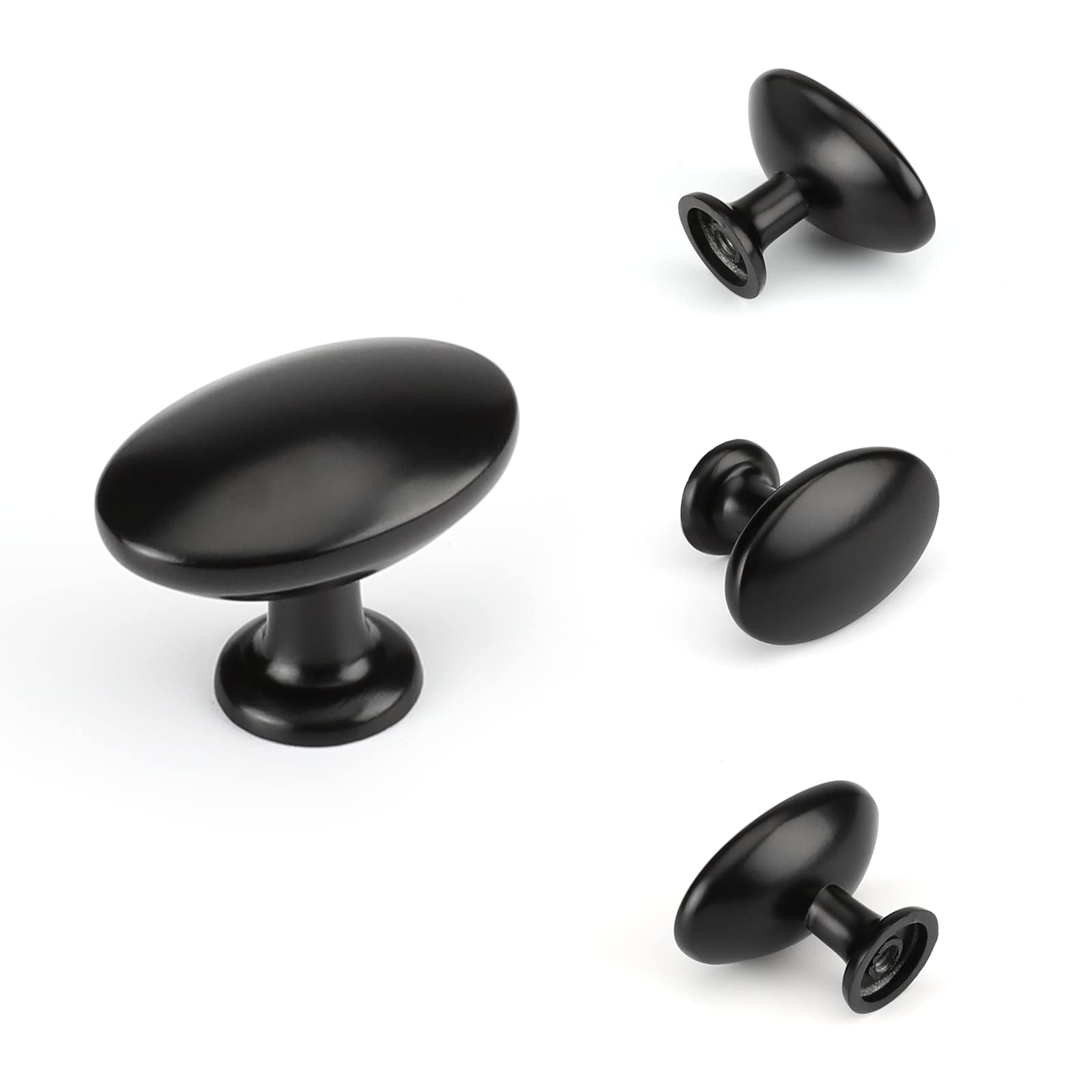 25-Pack Matte Black Cabinet Knobs - Oval & Round Drawer Pulls for Kitchen & Bathroom Cabinets | Durable Solid Hardware for Home Decor & Furniture Upgrade
