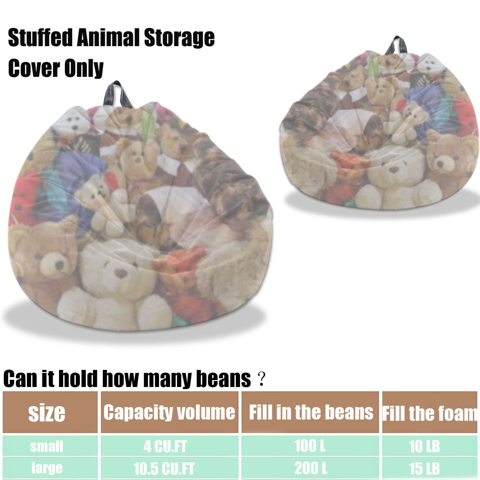 Washable Ultra Soft Corduroy Bean Bag Chair Cover (No Filler Included) - Stuffed Animal Storage Organizer for Plush Toys, Pet Bed for Dogs & Cats, Cozy Lazy Sack - Perfect for Kids' Rooms, Playrooms & Pet Lounging Areas