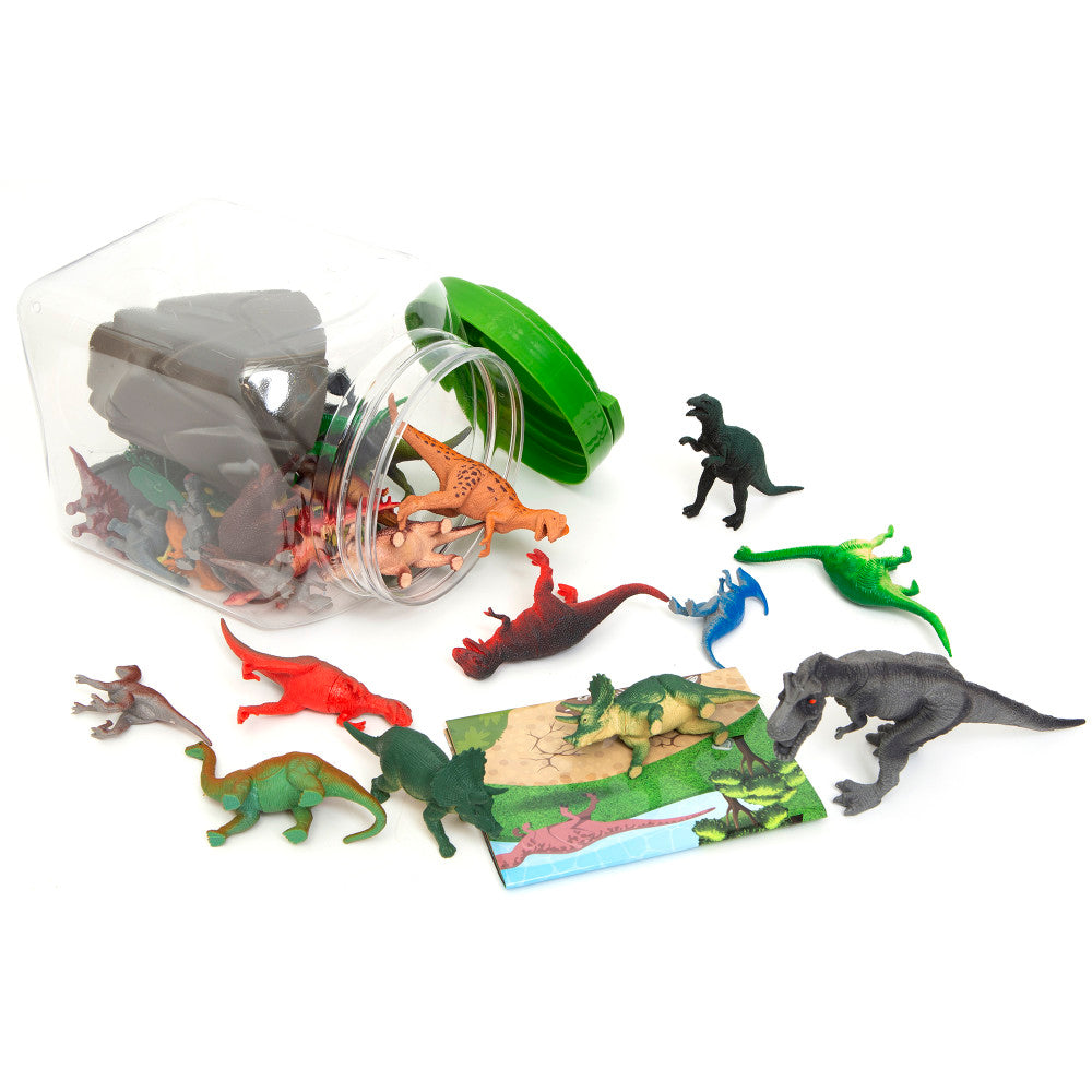 Boley Dinosaur Adventures Play Bucket - 40pc Prehistoric Dinosaur Toys Set with Figures & Accessories for Kids - Perfect for Imaginative Play, Birthday Gifts & Educational Learning Activities