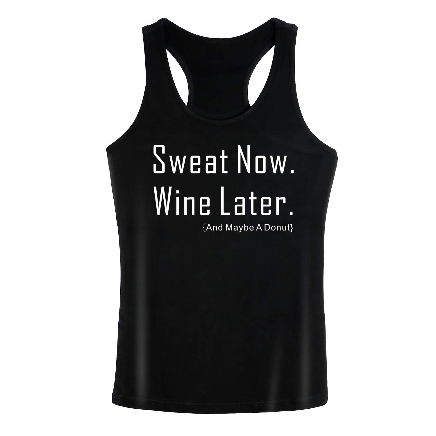Funny Women's Workout Tank Tops - Burnout Sport Running Racerback Fitness Gym Sleeveless Shirts - Sweat Now Wine Later - Perfect for Gym, Yoga, Running & Casual Wear